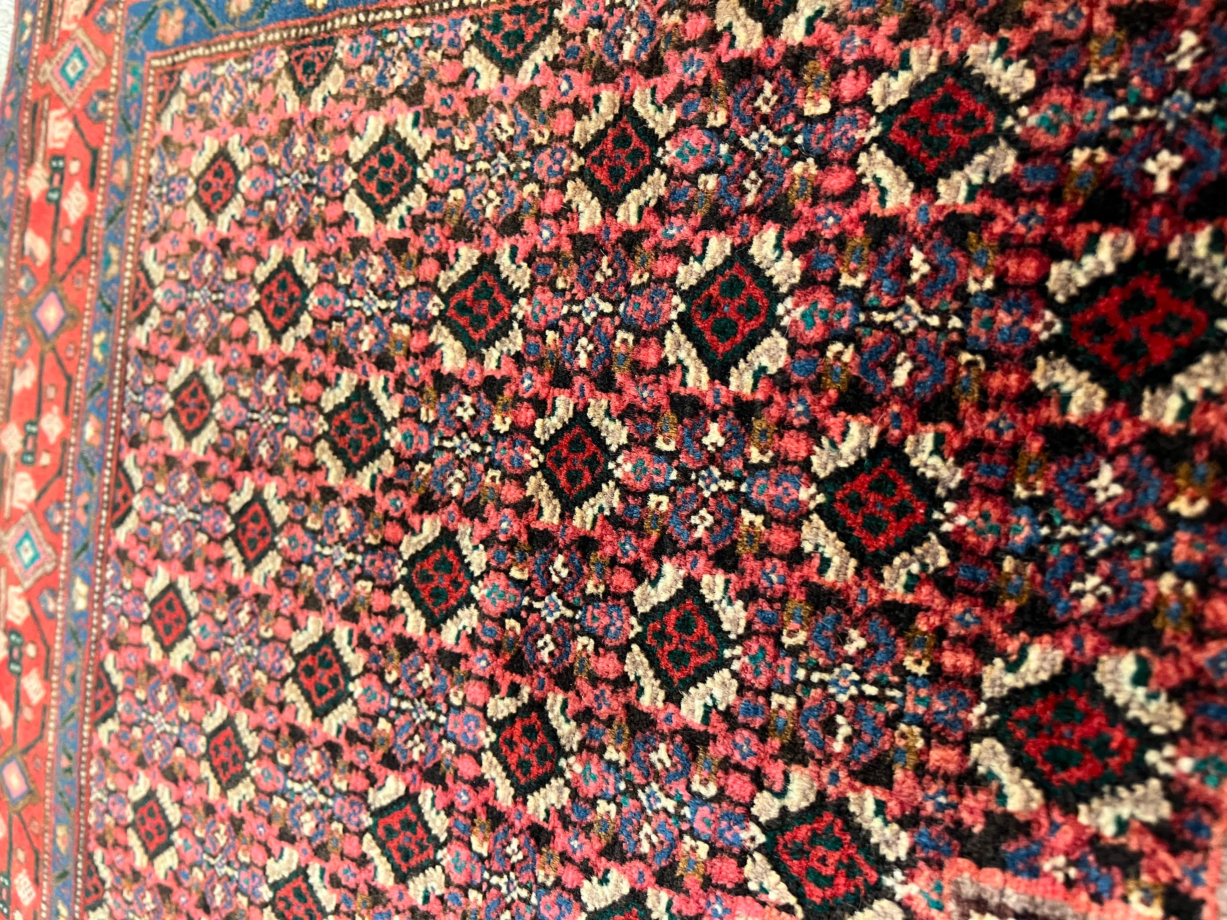 Wool Antique Persian Tabriz Carpet, Wine Red, Ivory, Navy, Handmade Oriental Rug For Sale