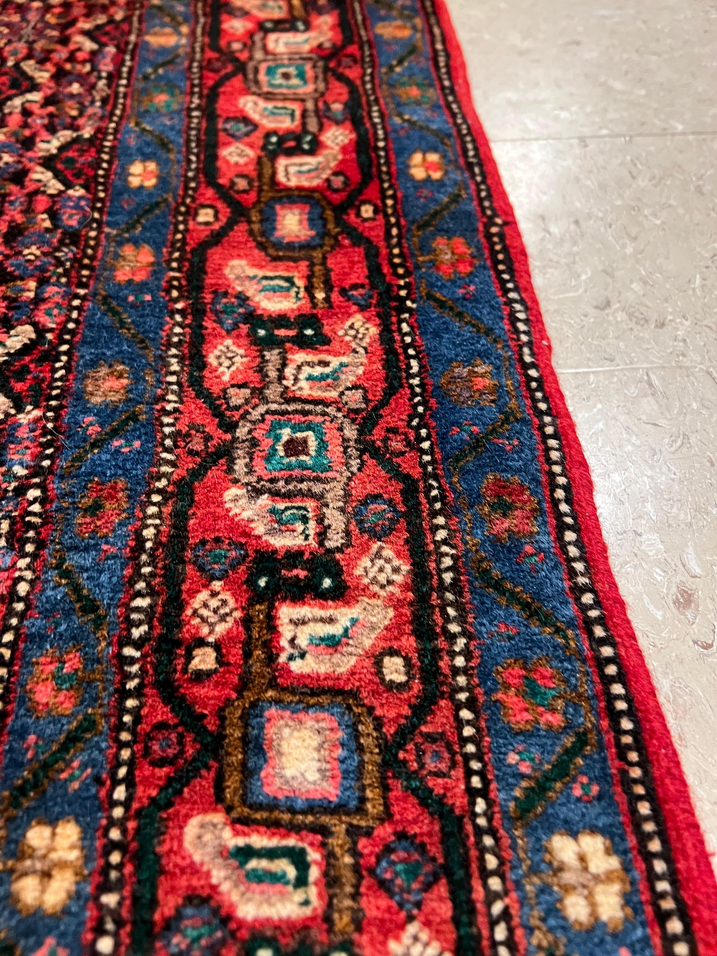 Antique Persian Tabriz Carpet, Wine Red, Ivory, Navy, Handmade Oriental Rug For Sale 1