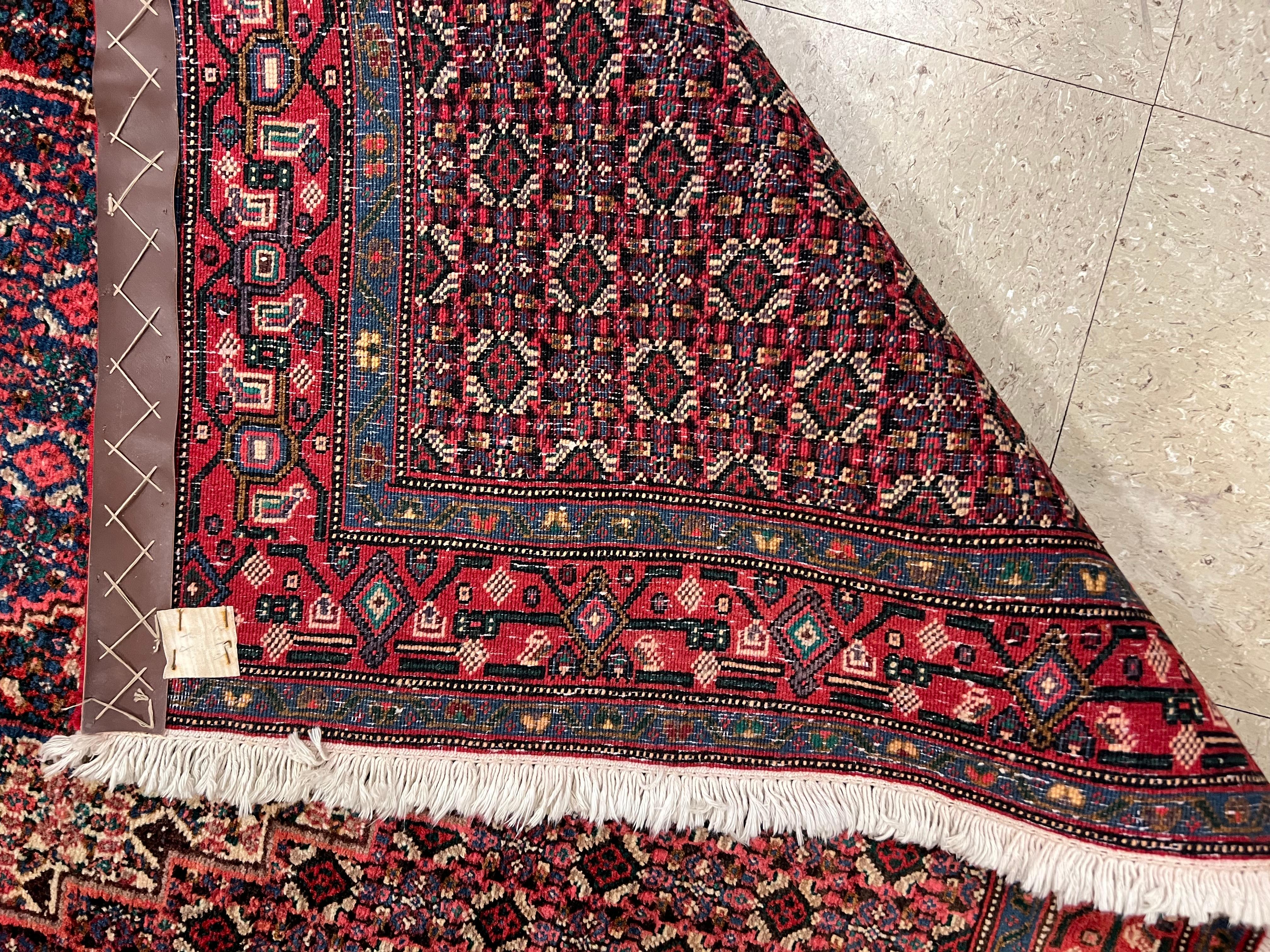 Antique Persian Tabriz Carpet, Wine Red, Ivory, Navy, Handmade Oriental Rug For Sale 2
