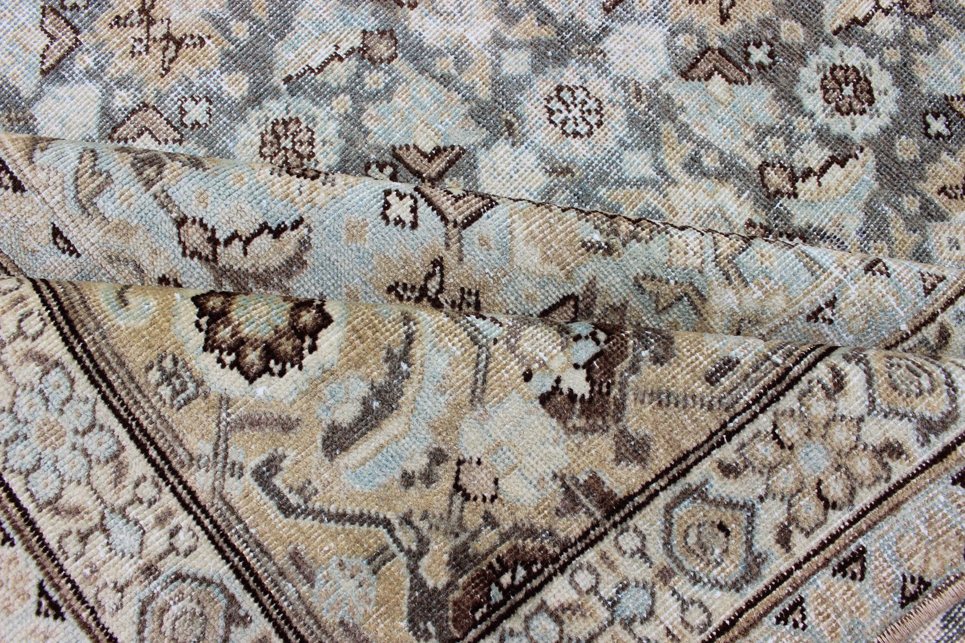 Antique Persian Tabriz Carpet with Geometric Diamond Design in Earth Tones For Sale 6