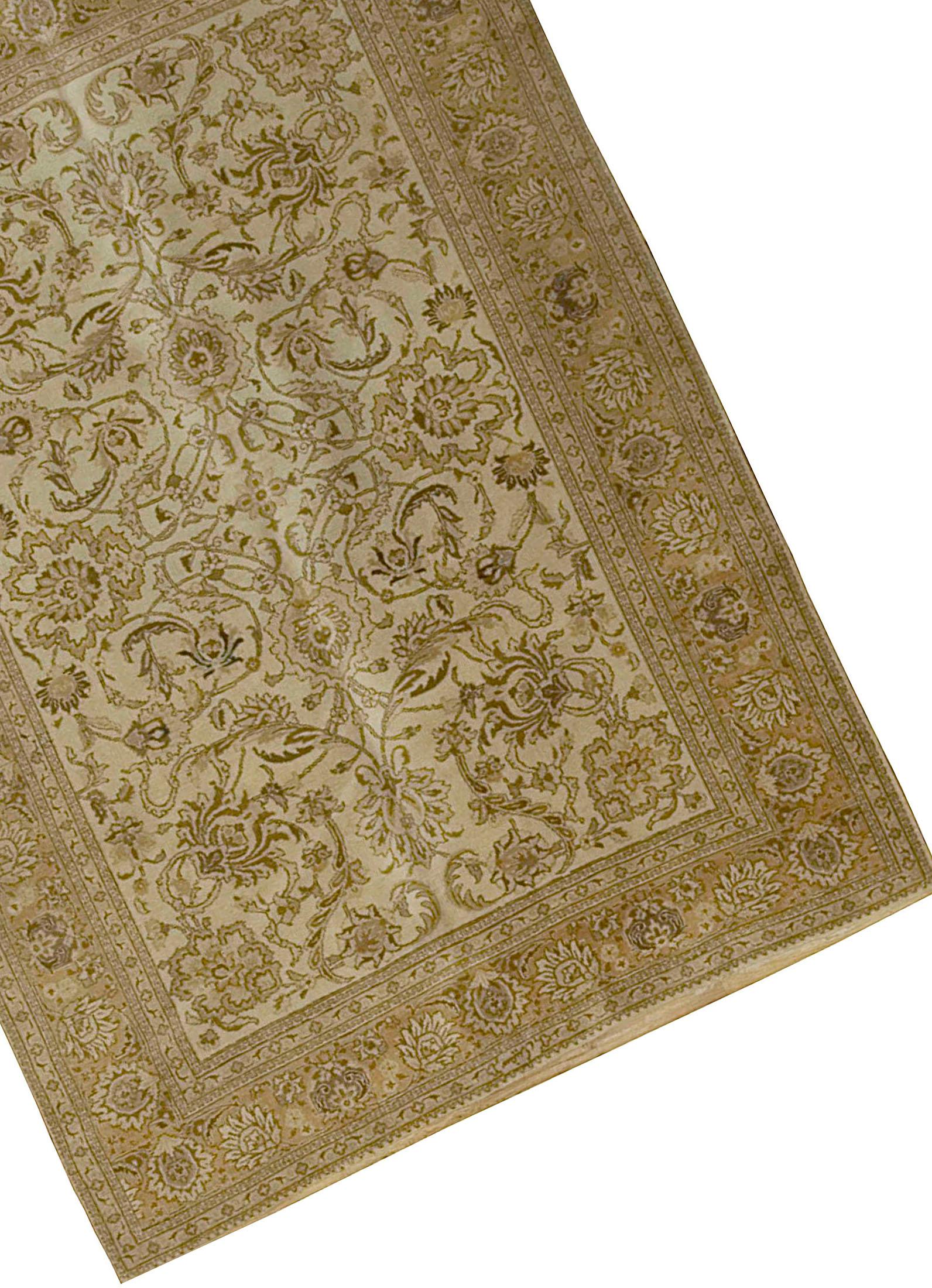 Antique Persian Tabriz Circa 1920 6'9 x 9'3. From Tabriz in Persia this is a classic vintage piece that will enhance any room setting. Colors: ivory/beige/browns.
