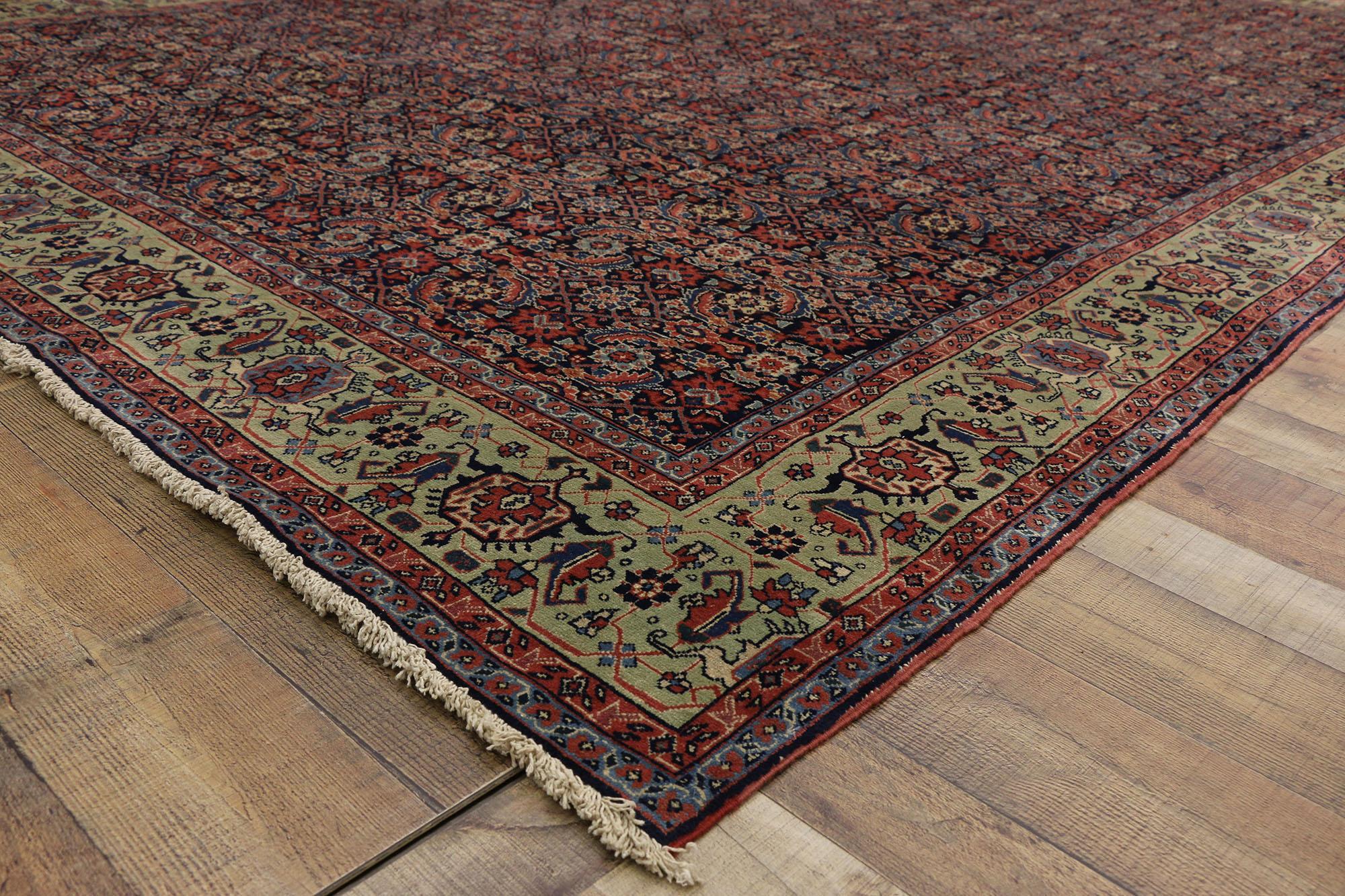 Hand-Knotted Antique Persian Tabriz Rug with Classic Herati Design  For Sale