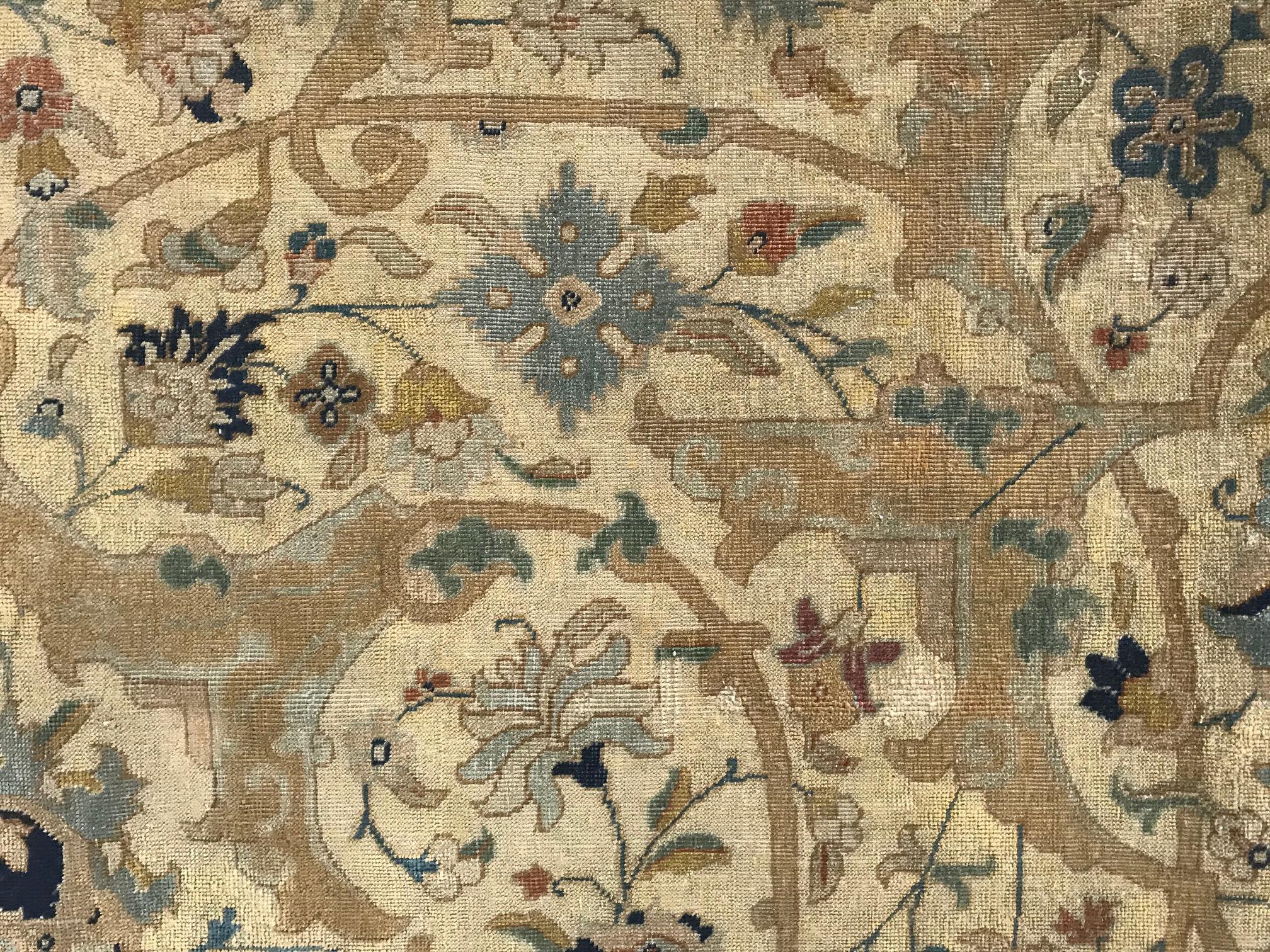 Antique Persian Tabriz botanic handwoven wool rug
Size: 9'3