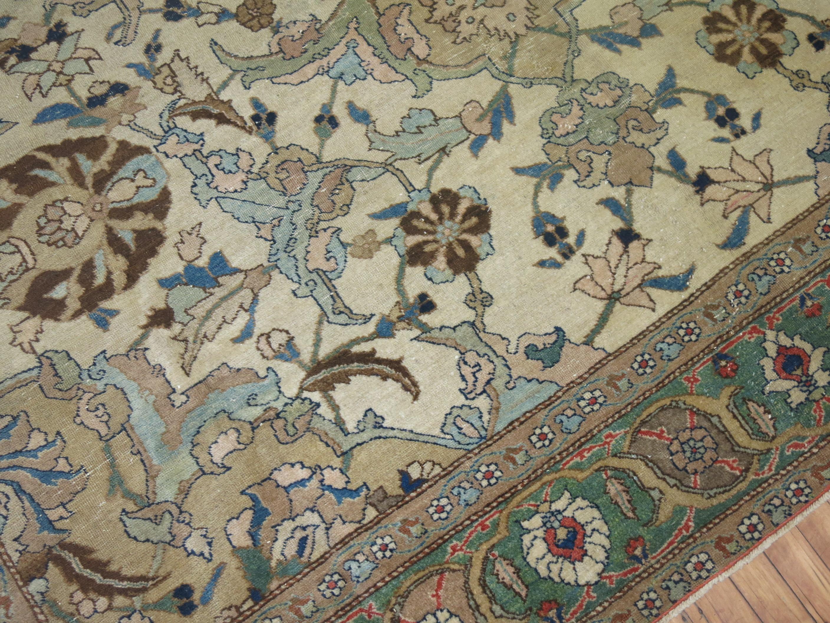 Antique Persian Tabriz Decorative Room Size Rug For Sale 3