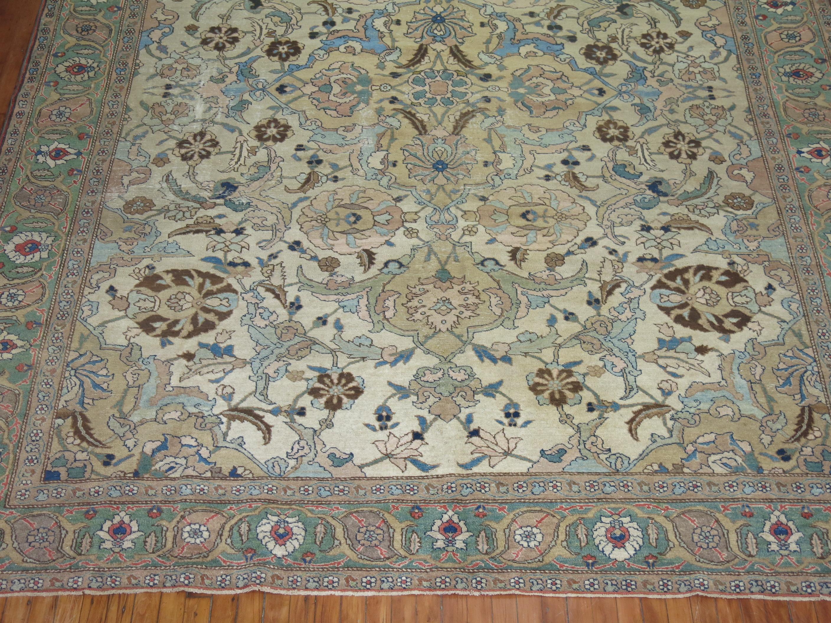 Bauhaus Antique Persian Tabriz Decorative Room Size Rug For Sale