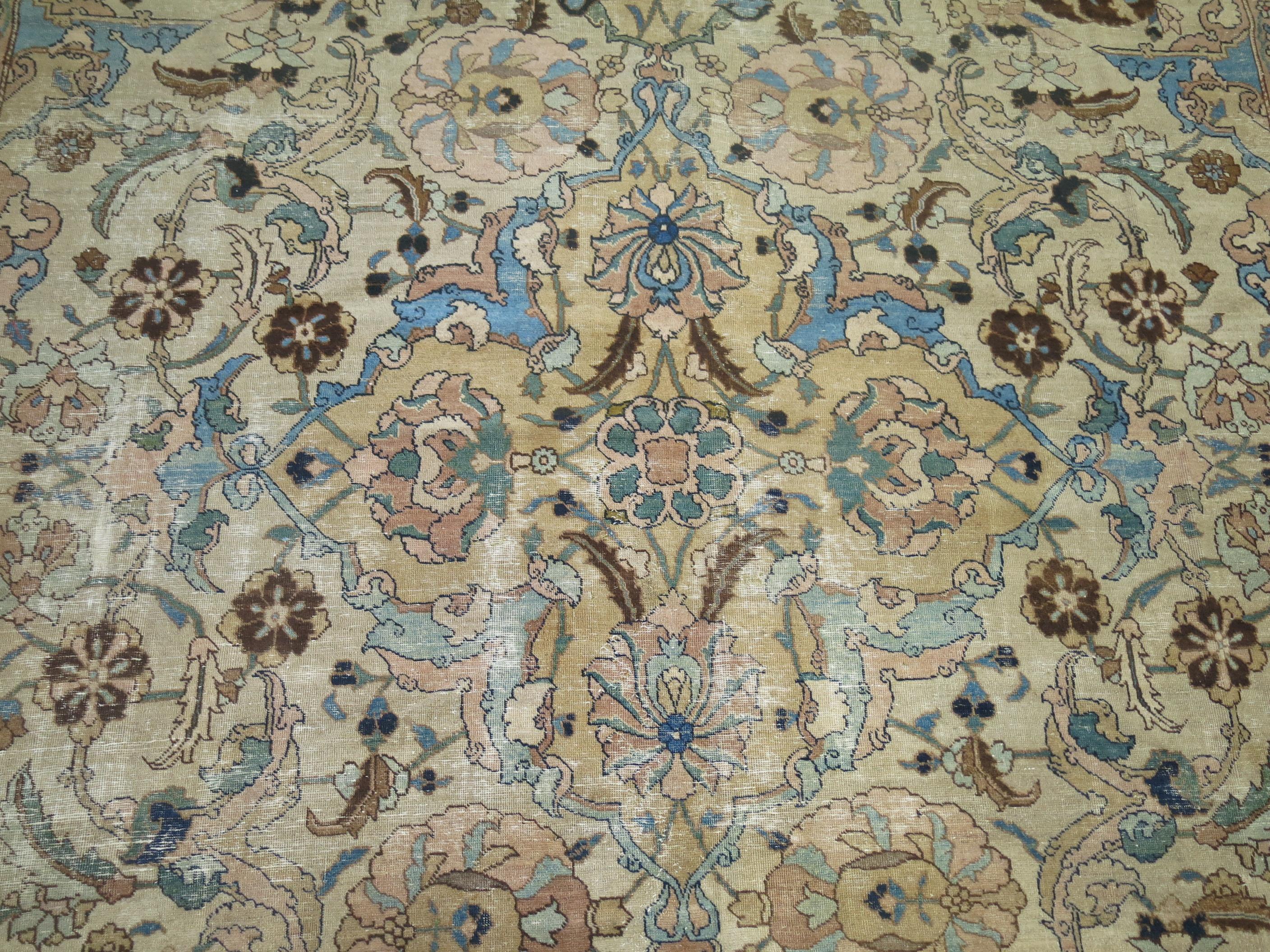 20th Century Antique Persian Tabriz Decorative Room Size Rug For Sale