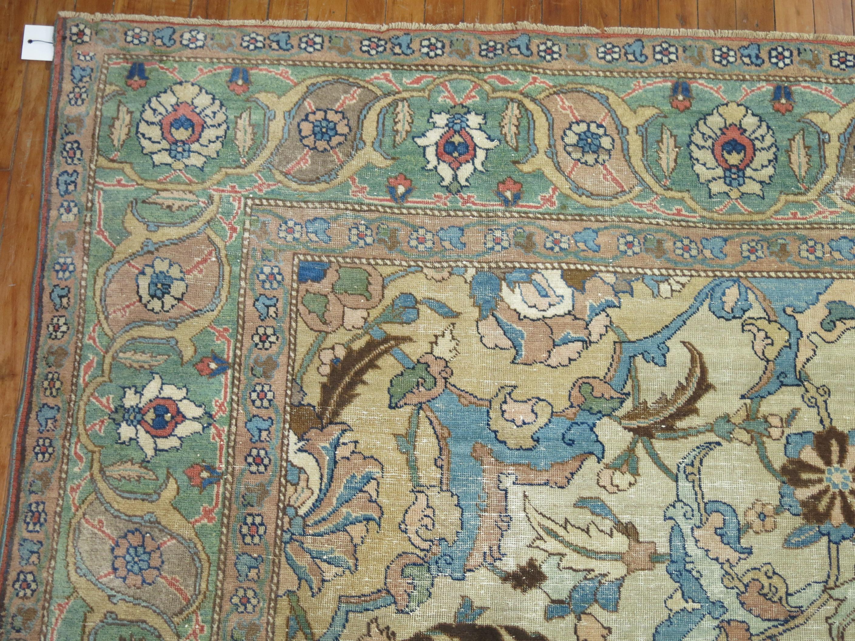 Antique Persian Tabriz Decorative Room Size Rug For Sale 2