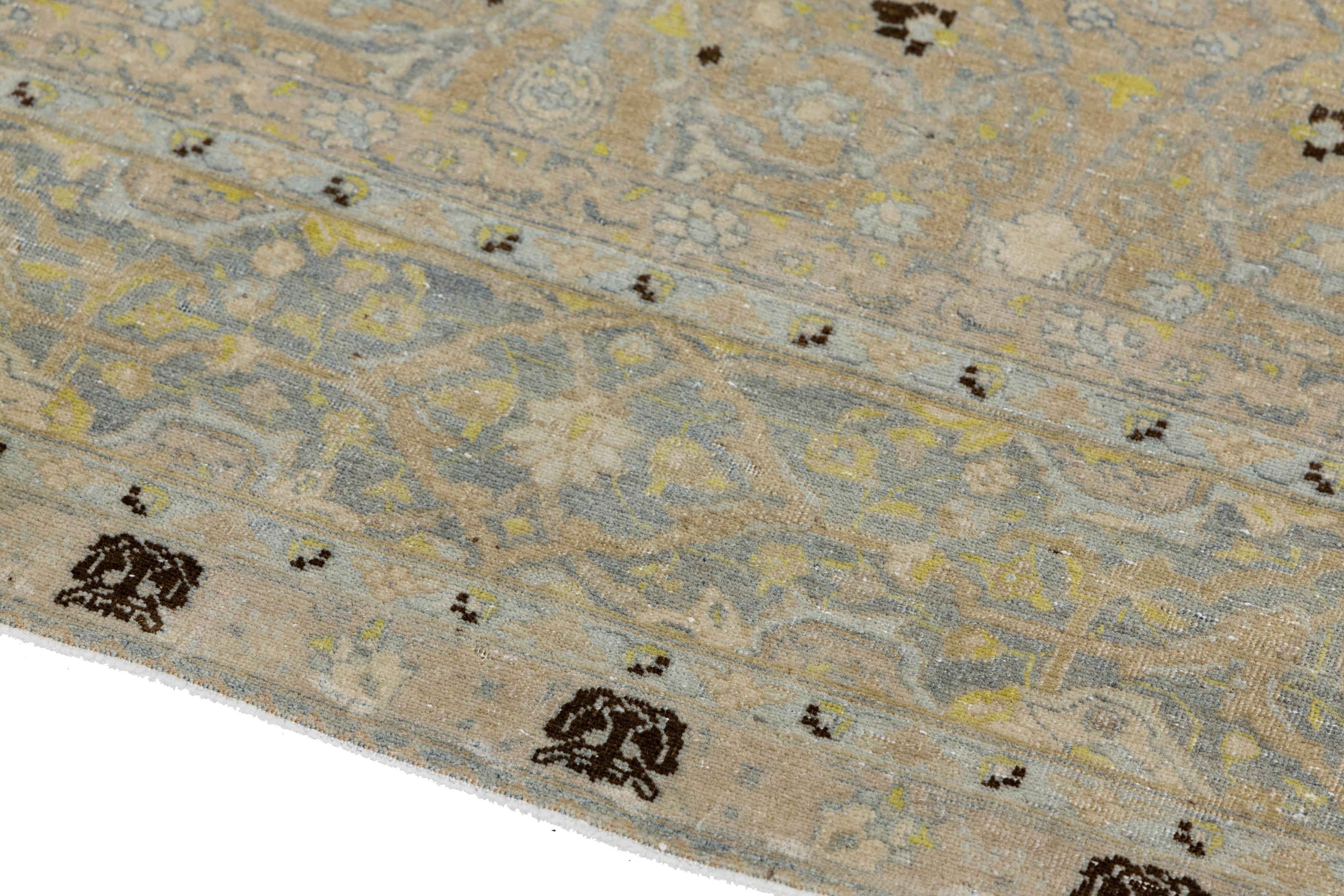 Antique Persian Tabriz Designed Wool Rug Floral in Muted Tones For Sale 5