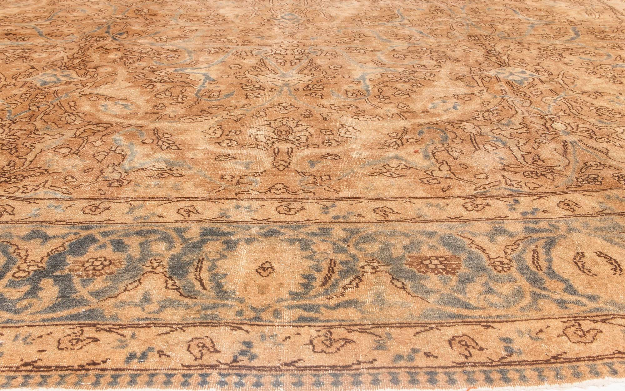 20th Century Antique Persian Tabriz Floral Handmade Wool Rug For Sale