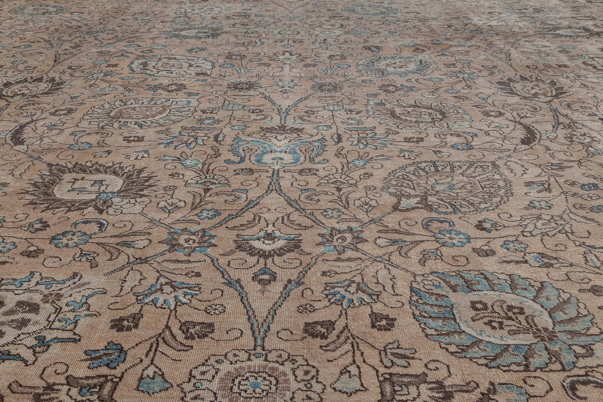 Hand-Woven Authentic 19th Century Persian Tabriz Rug For Sale