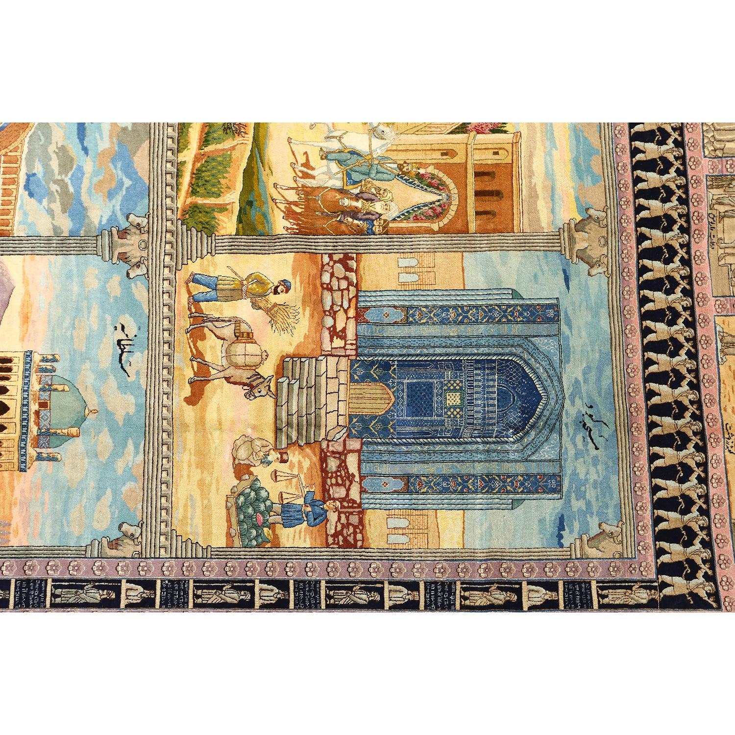 Persiano Tappeto antico persiano Tabriz Four Seasons - Dimensioni: 11' X 8' in vendita