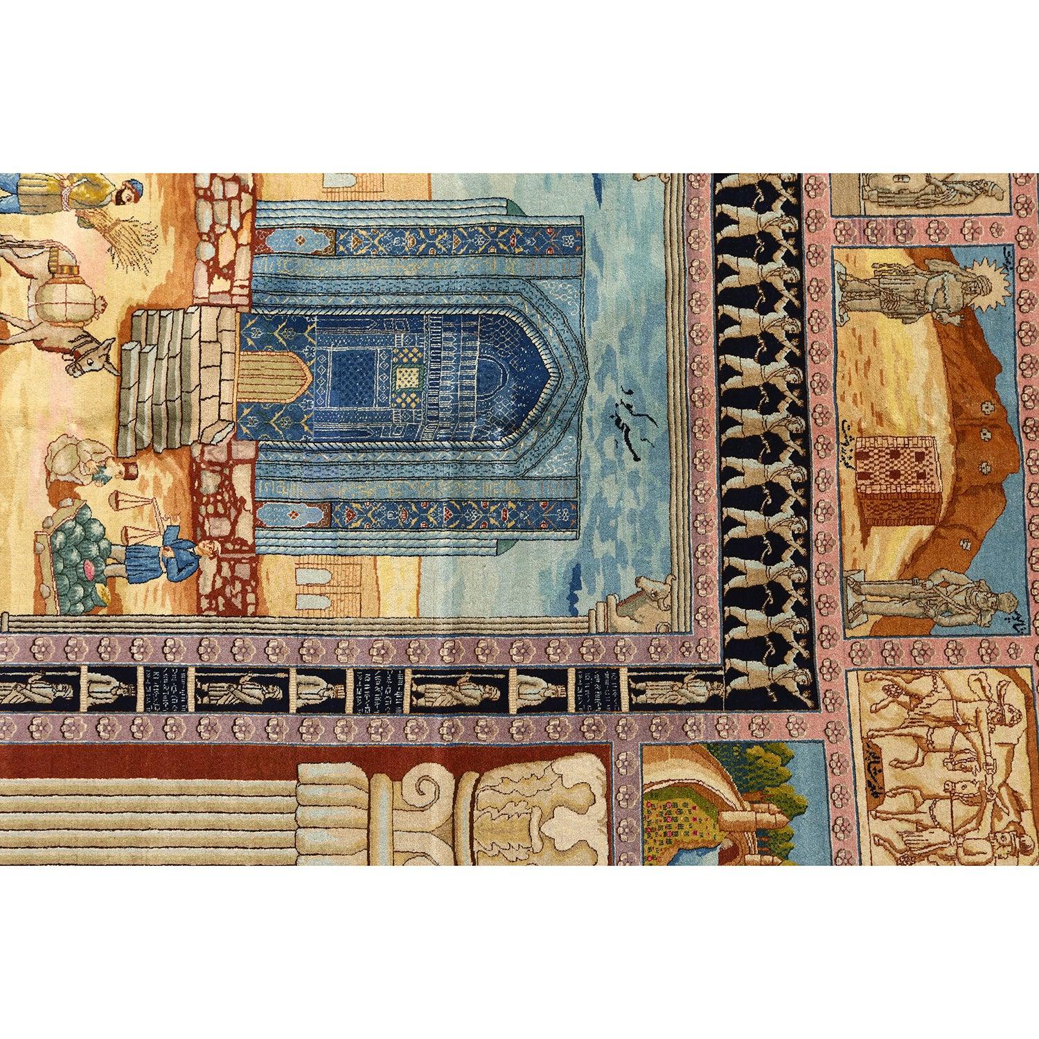 Annodato a mano Tappeto antico persiano Tabriz Four Seasons - Dimensioni: 11' X 8' in vendita