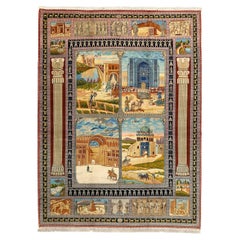 Tapis persan antique Tabriz Four Seasons - Taille : 11' X 8'