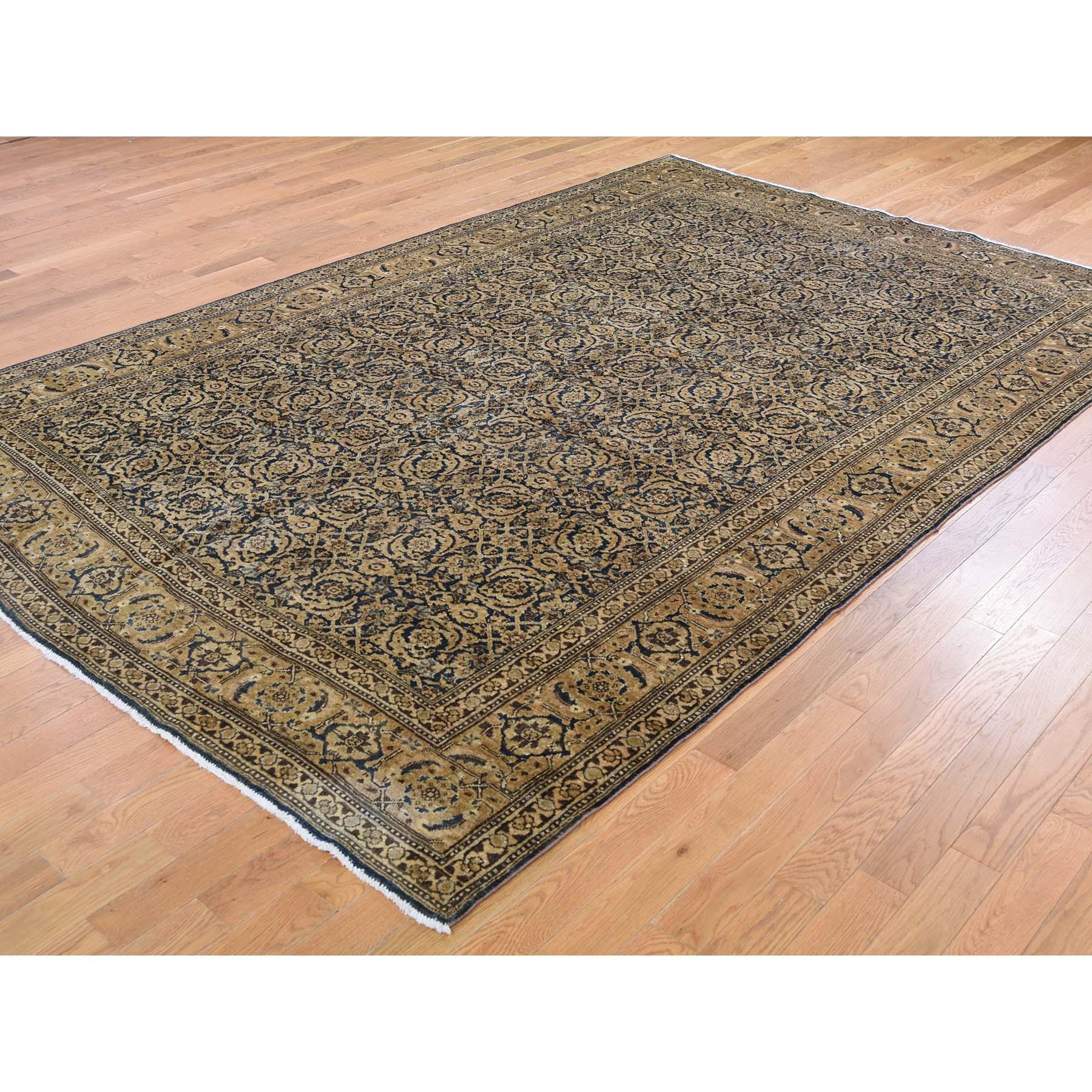 Antique Persian Tabriz Full Pile Excellent Condition Hand Knotted Oriental Rug In Good Condition In Carlstadt, NJ