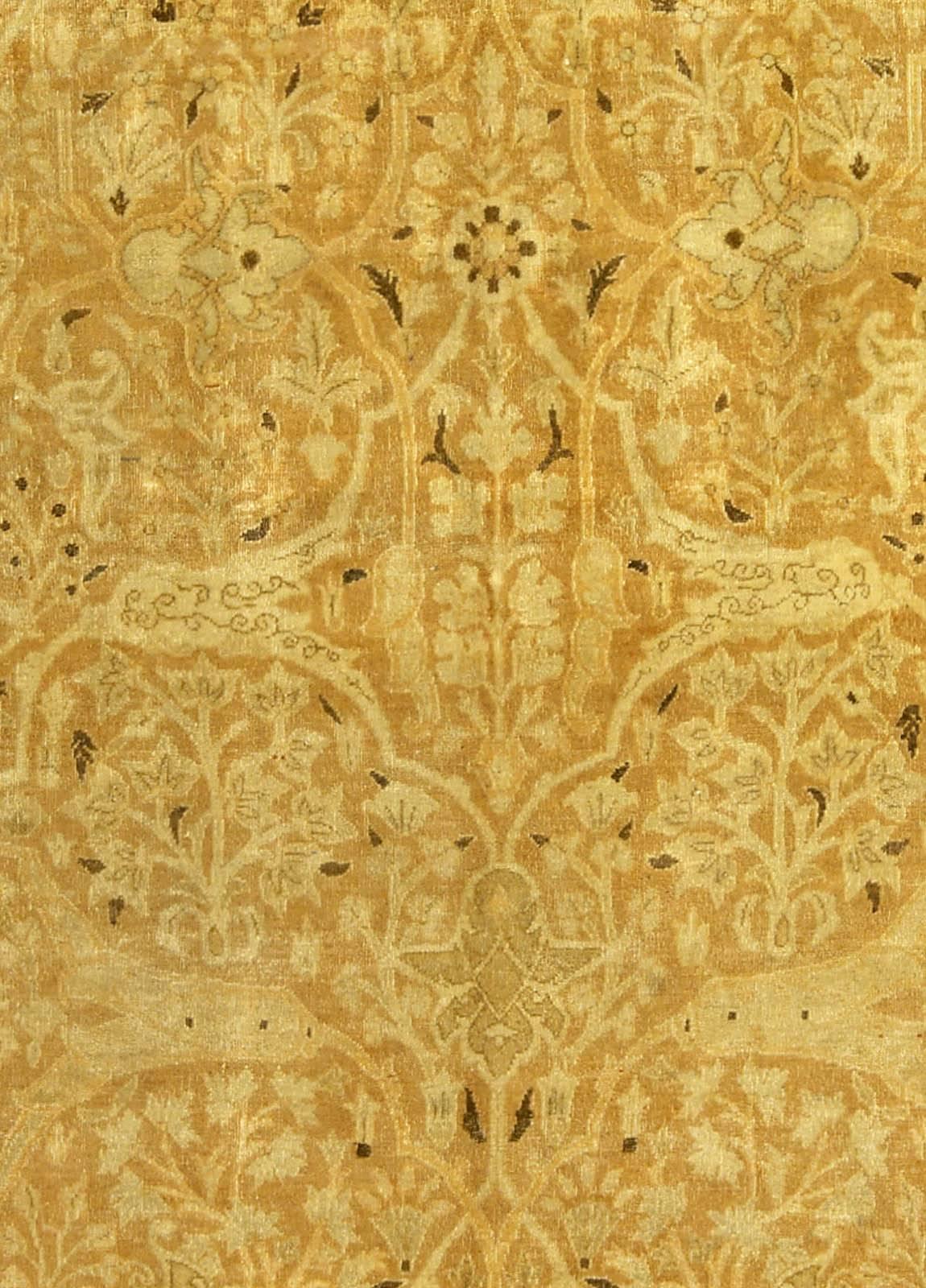 Antique Persian Tabriz botanic yellow handwoven wool rug
Size: 8'0