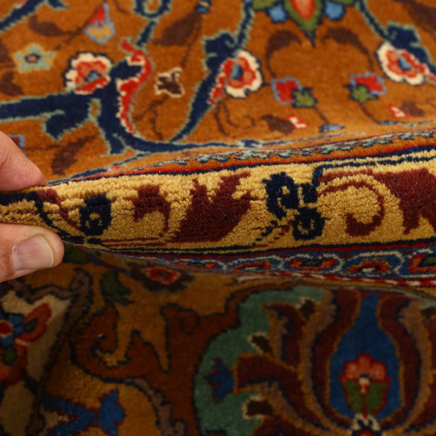 Noué à la main Tapis persan ancien Tabriz Hadad en liège et coton - Taille : 9'0x8'6 en vente