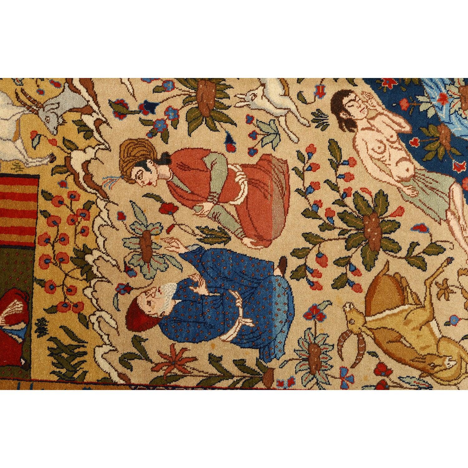 Noué à la main Tapis persan ancien Tabriz Hadad - Taille : 6'8 x 4'8 en vente