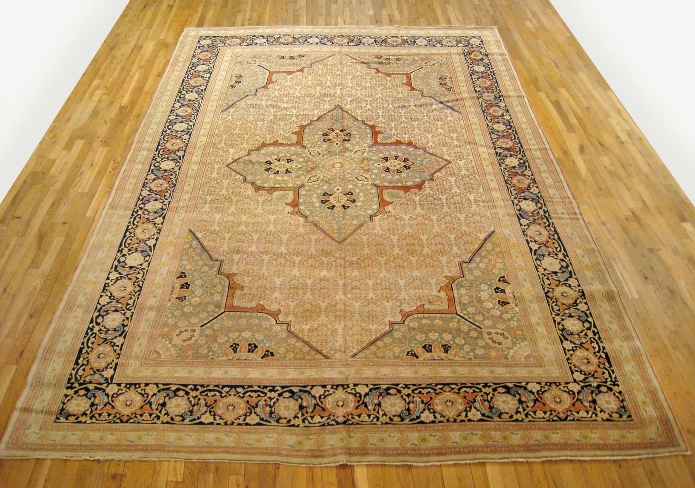 Antique Persian Tabriz Hadji Jalili oriental carpet, circa 1890, room sized.

An antique Persian Tabriz Hadji Jalili oriental carpet, circa 1890. Size: 13'4