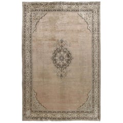 Antiker persischer Tabriz Hadji Jalili Handknüpfteppich in Beige und Braun