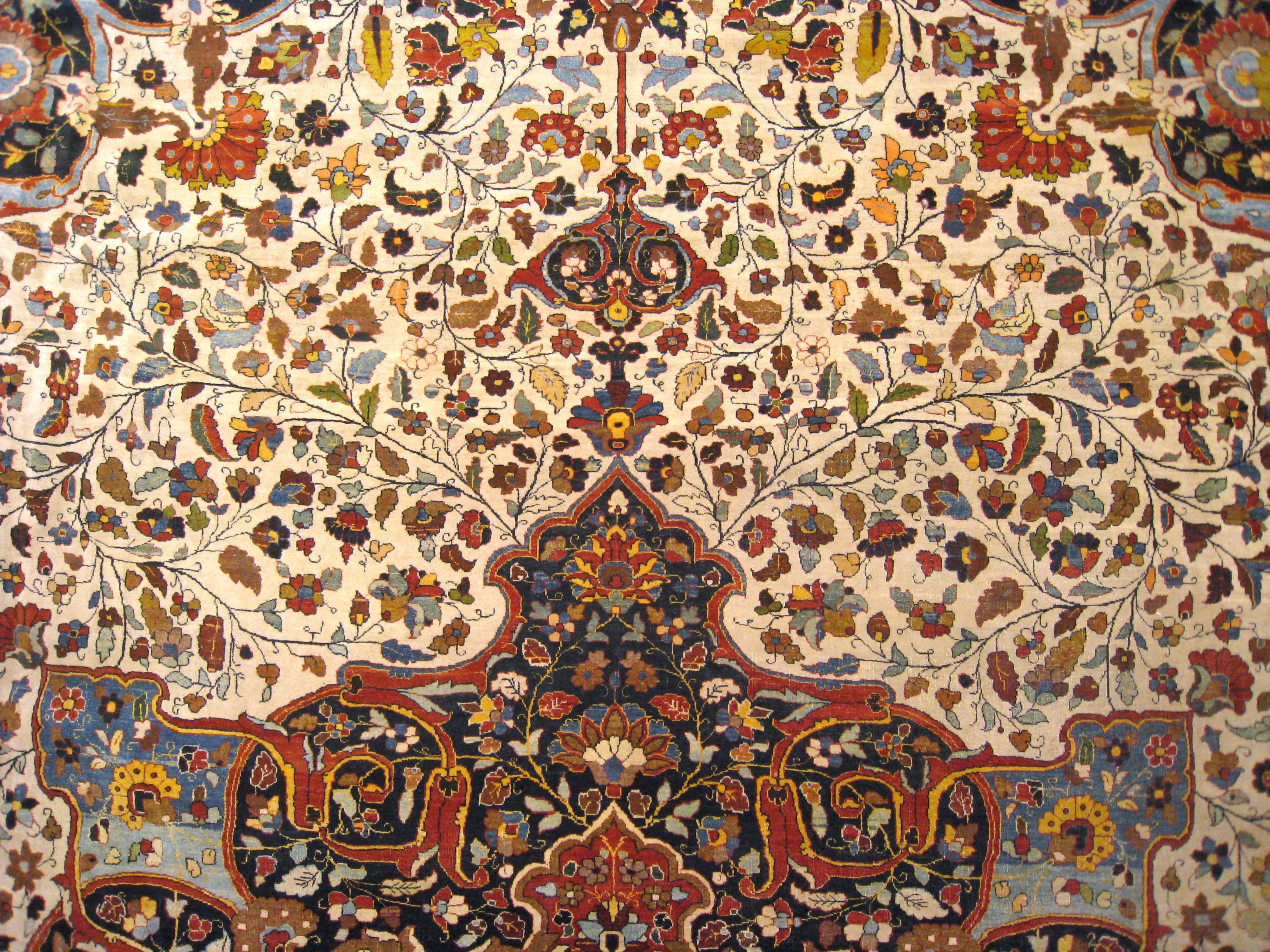 Antique Persian Tabriz Hadji Jalili Oriental Carpet in Mansion Size, Ivory Field For Sale 2