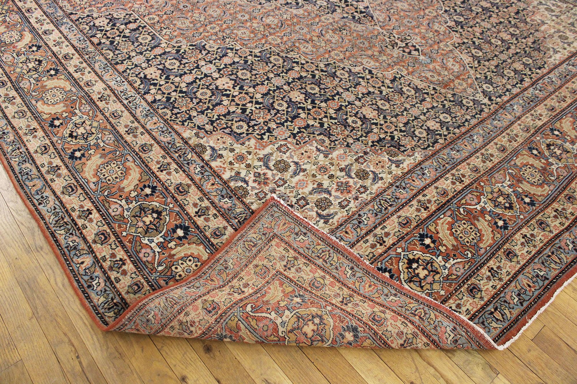 Antique Persian Tabriz Hadji Jalili Oriental Carpet, Room Size, W/ Medallion For Sale 4