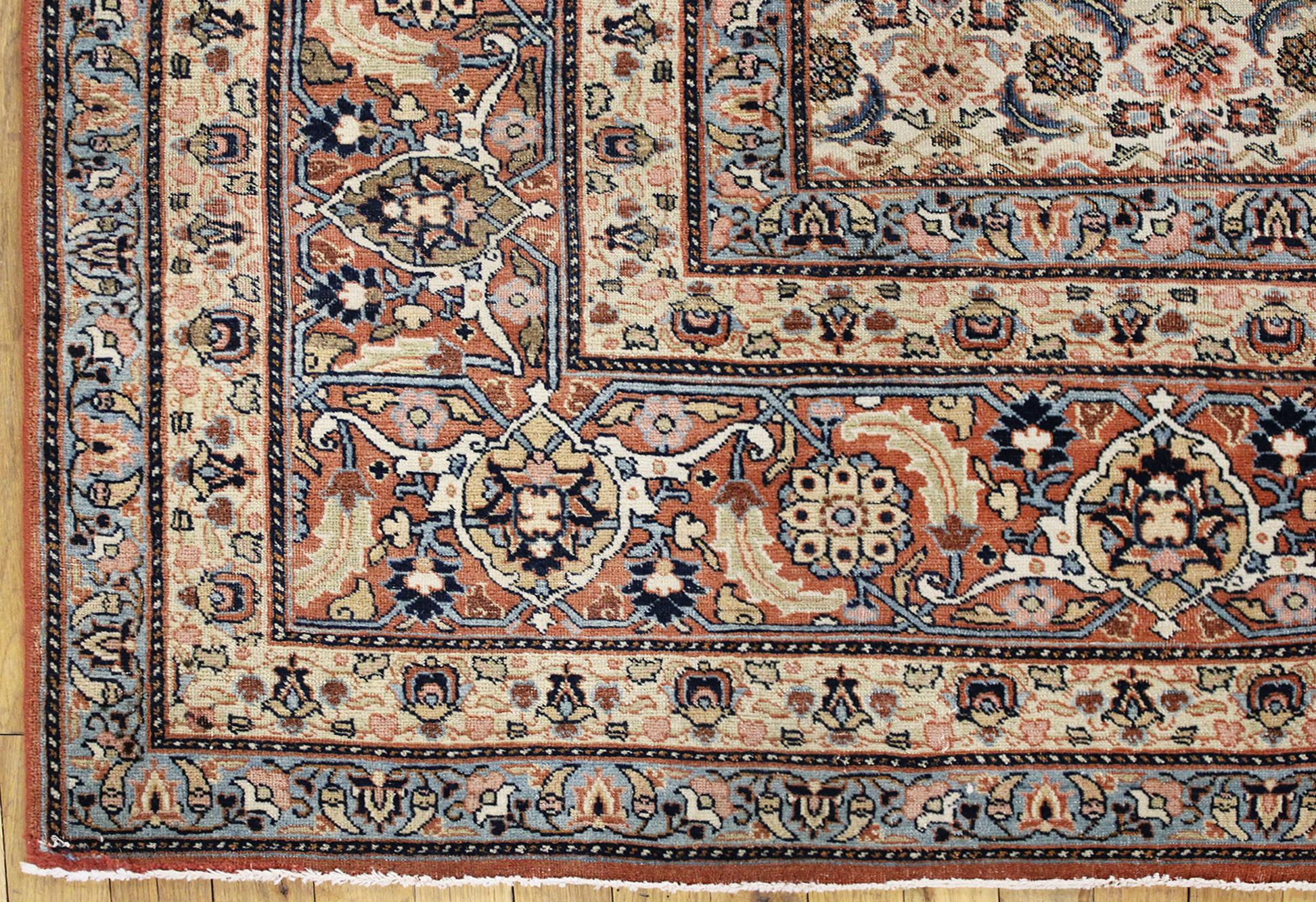Hand-Knotted Antique Persian Tabriz Hadji Jalili Oriental Carpet, Room Size, W/ Medallion For Sale
