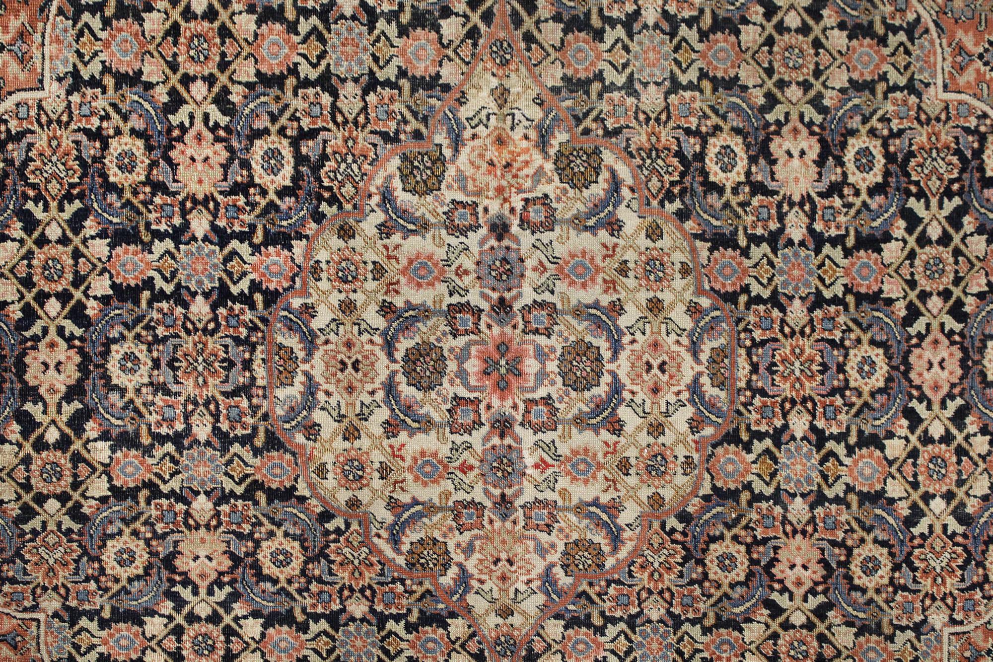 Antique Persian Tabriz Hadji Jalili Oriental Carpet, Room Size, W/ Medallion For Sale 1