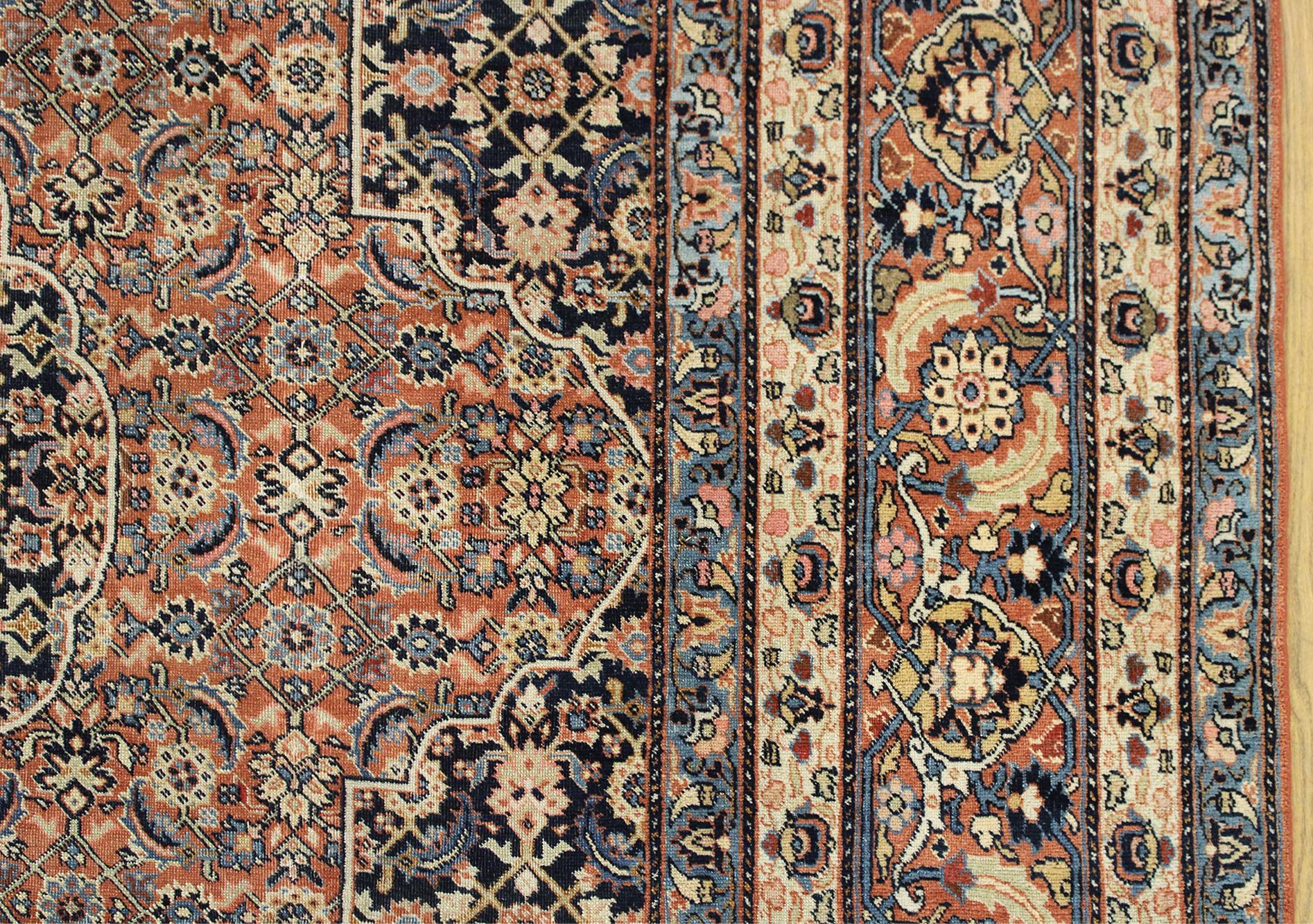 Antique Persian Tabriz Hadji Jalili Oriental Carpet, Room Size, W/ Medallion For Sale 2