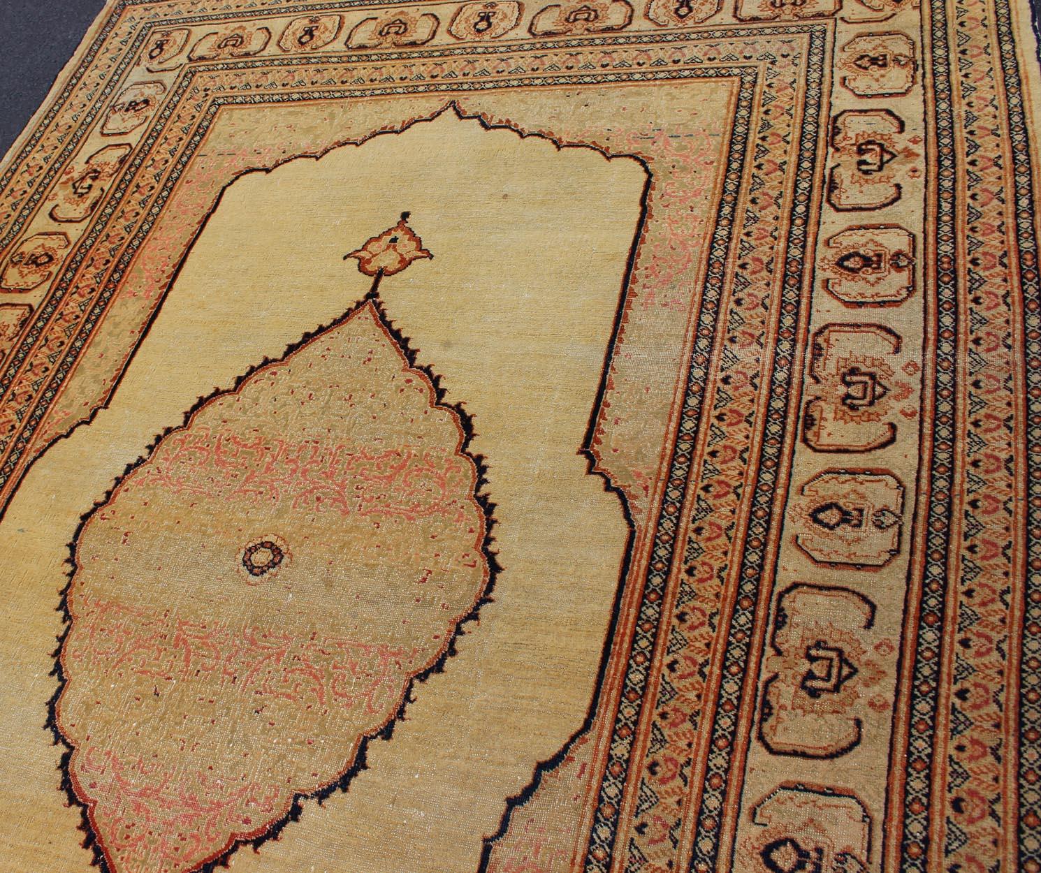 Antique Persian Tabriz Haj Jalili Fine Rug with Exquisite and Subtle Details For Sale 5