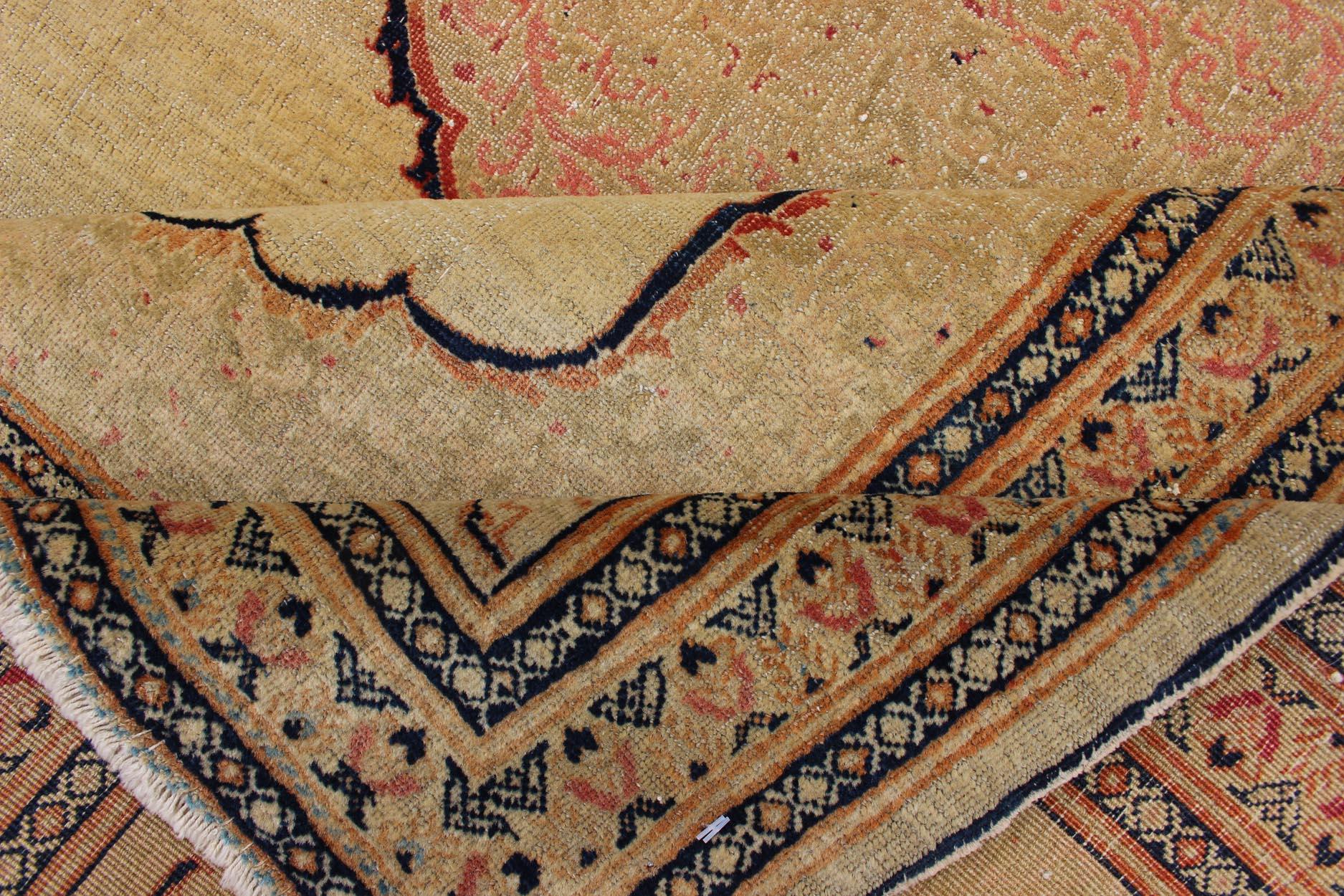 Antique Persian Tabriz Haj Jalili Fine Rug with Exquisite and Subtle Details For Sale 6
