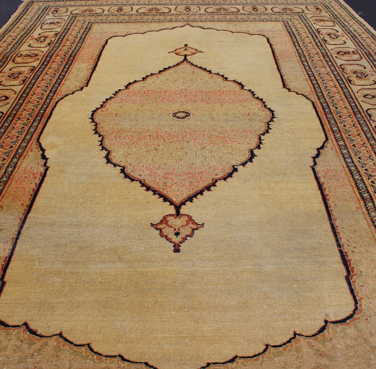 Antique Persian Tabriz Haj Jalili Fine Rug with Exquisite and Subtle Details In Good Condition For Sale In Atlanta, GA