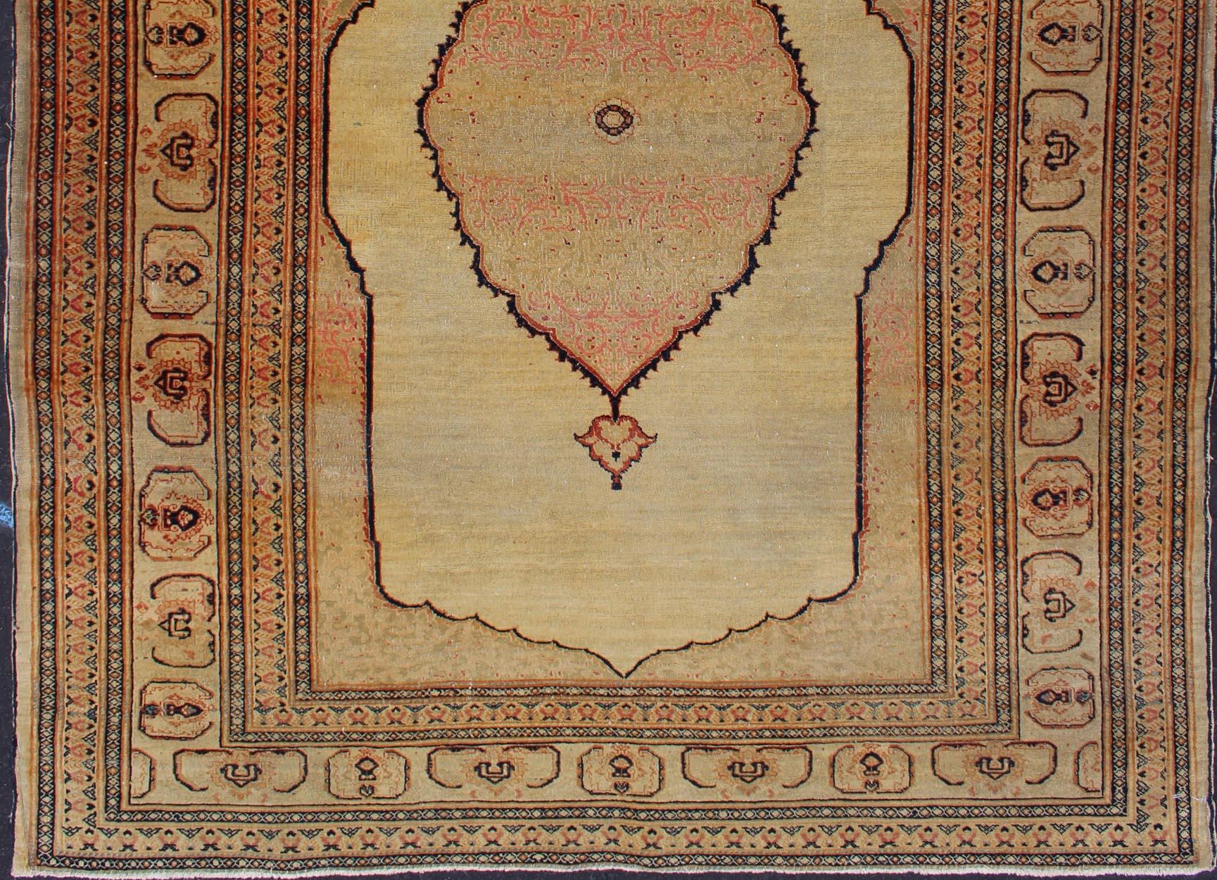 19th Century Antique Persian Tabriz Haj Jalili Fine Rug with Exquisite and Subtle Details For Sale