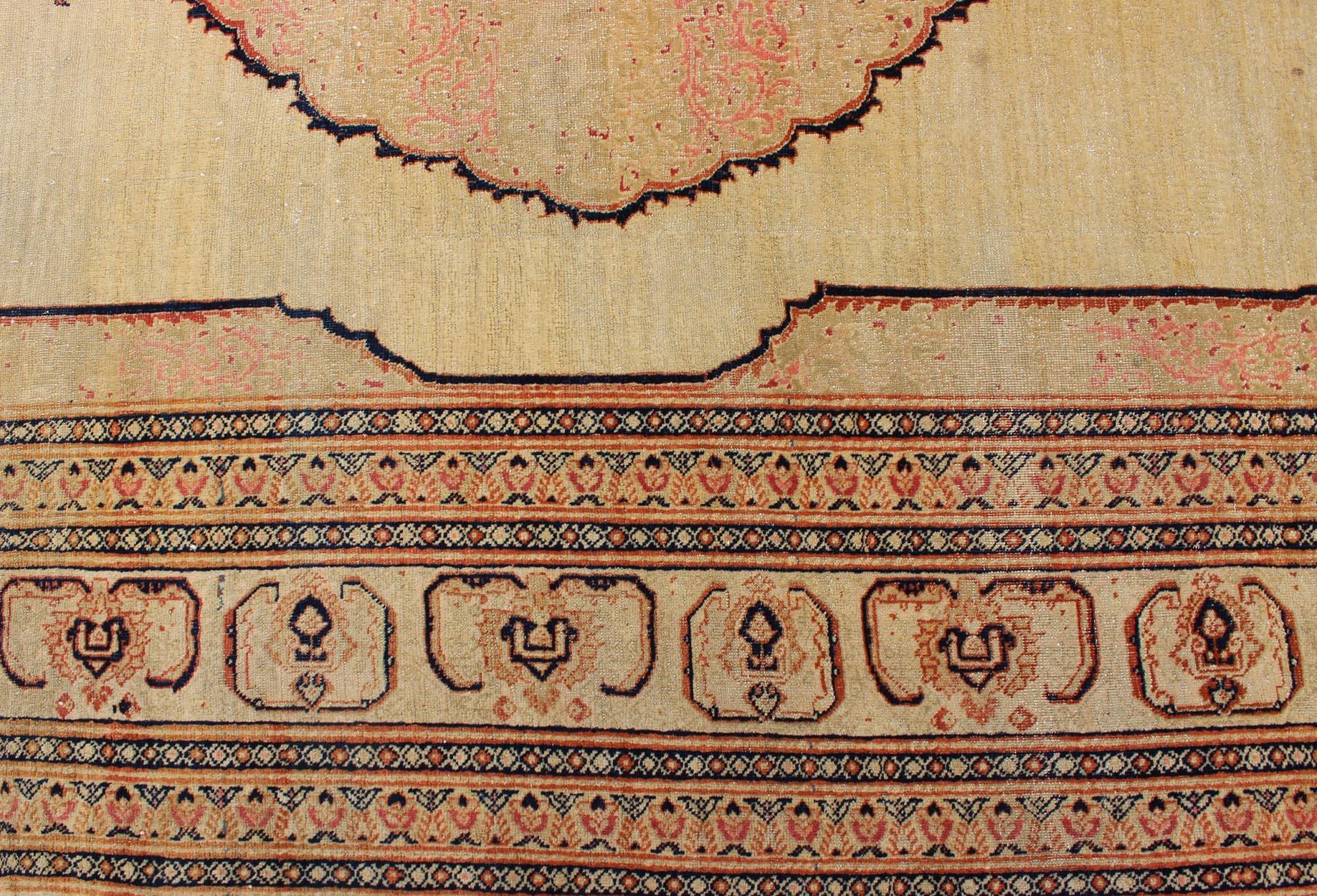 Antique Persian Tabriz Haj Jalili Fine Rug with Exquisite and Subtle Details For Sale 2