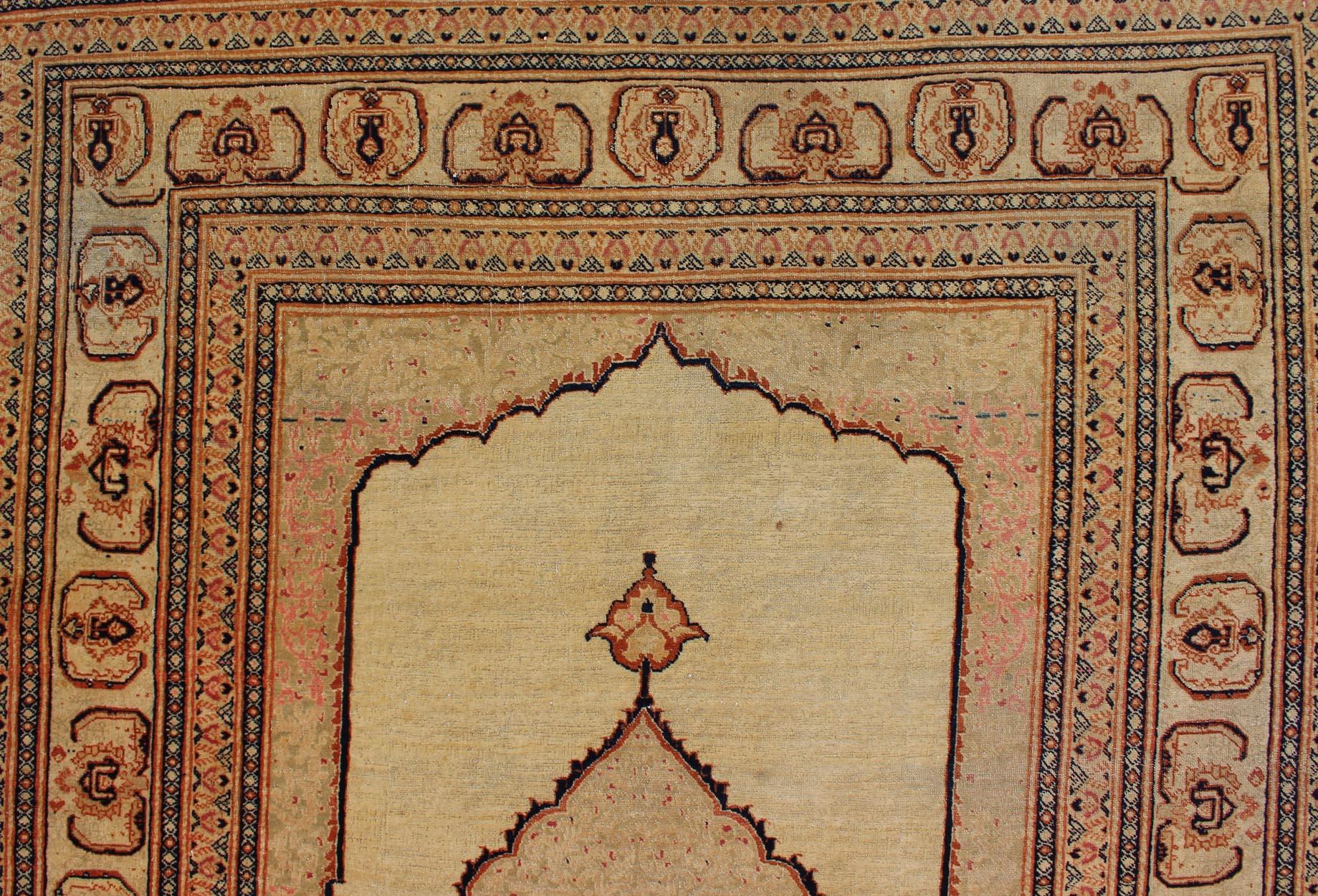 Antique Persian Tabriz Haj Jalili Fine Rug with Exquisite and Subtle Details For Sale 3