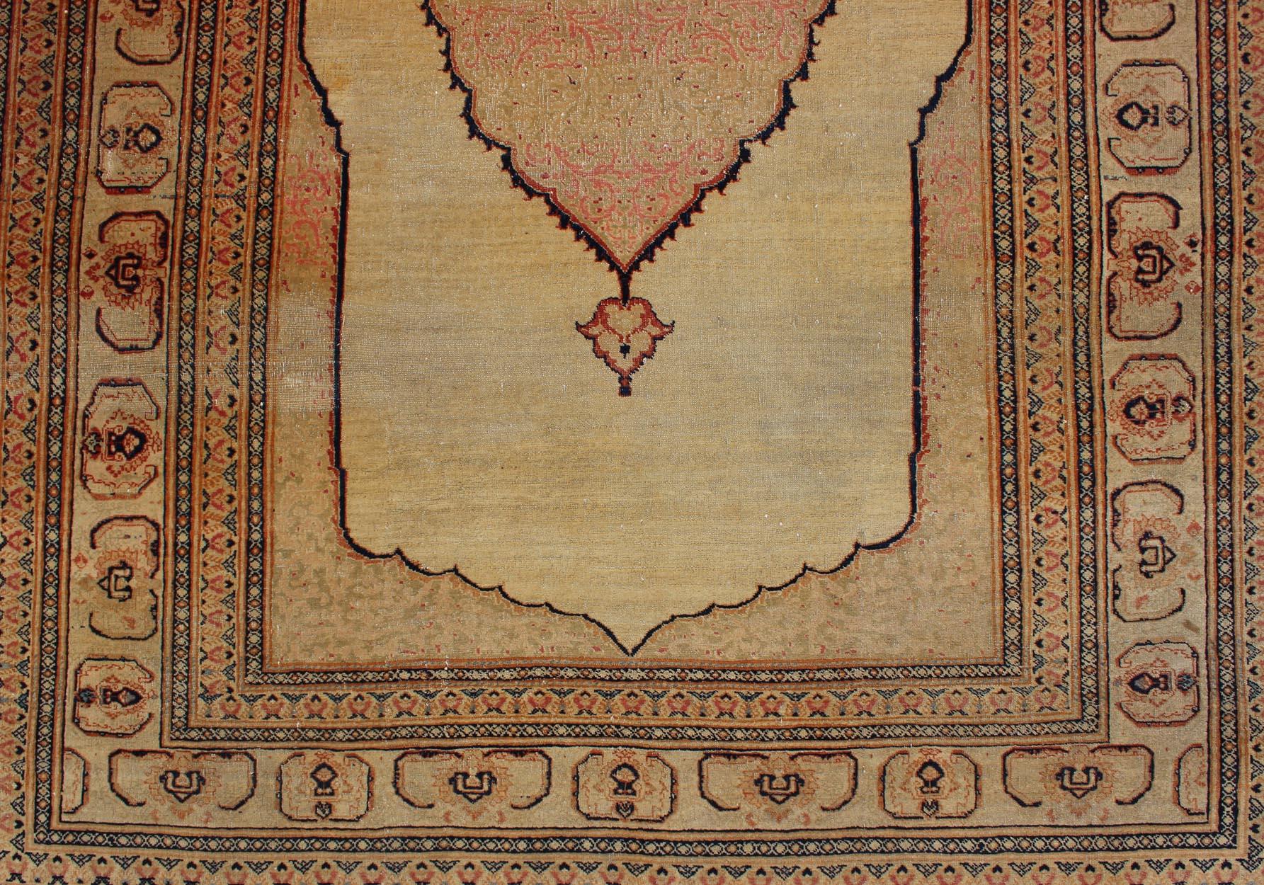 Antique Persian Tabriz Haj Jalili Fine Rug with Exquisite and Subtle Details For Sale 4