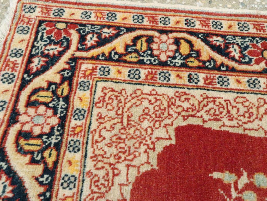 Antique Persian Tabriz Haji Jalili Throw Rug In Excellent Condition For Sale In New York, NY