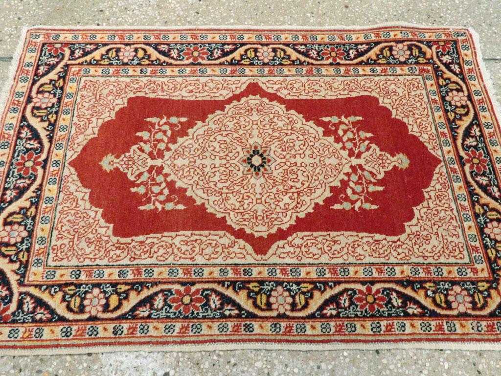 20th Century Antique Persian Tabriz Haji Jalili Throw Rug For Sale
