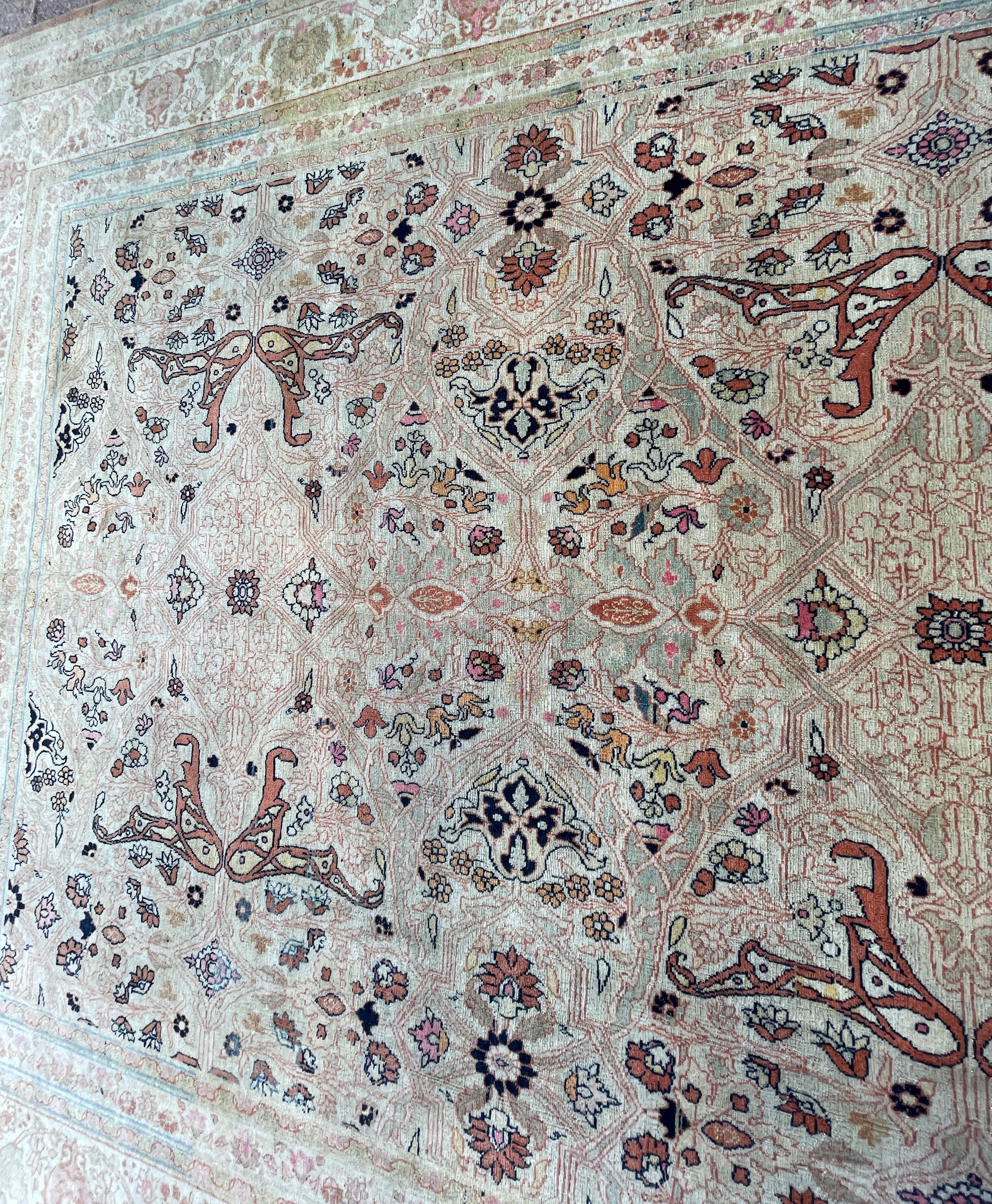 Wool Antique Persian Tabriz Hajji Jalili Carpet, The crown Of Persian Rugs For Sale