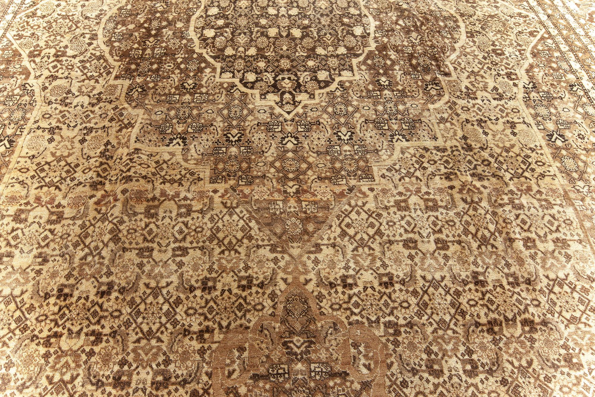 Hand-Knotted Antique Persian Tabriz Hand Knotted Wool Rug For Sale