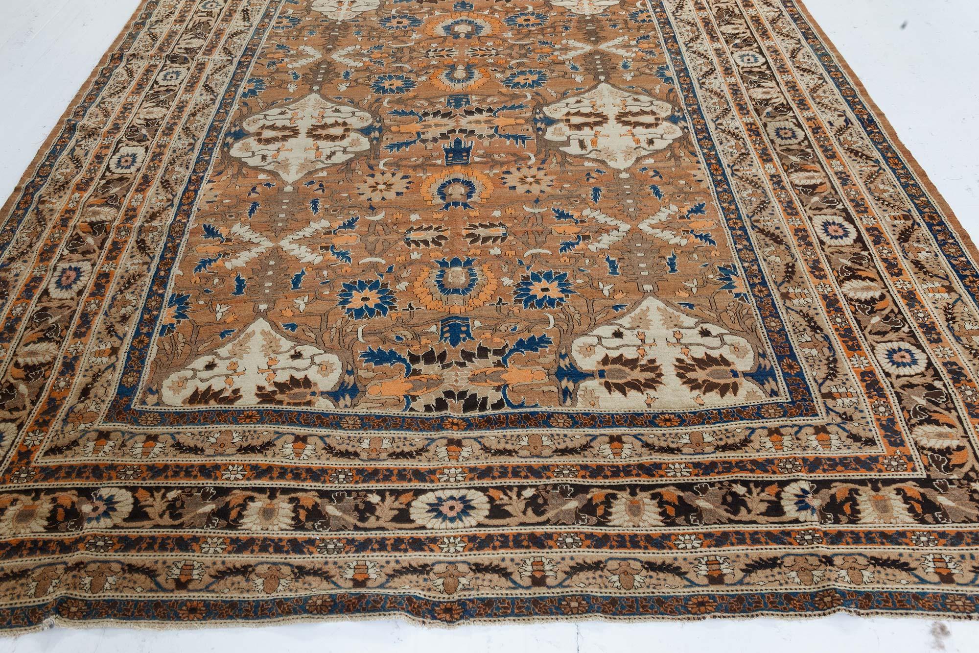 Wool Antique Persian Tabriz Handmade Rug Size Adjusted For Sale