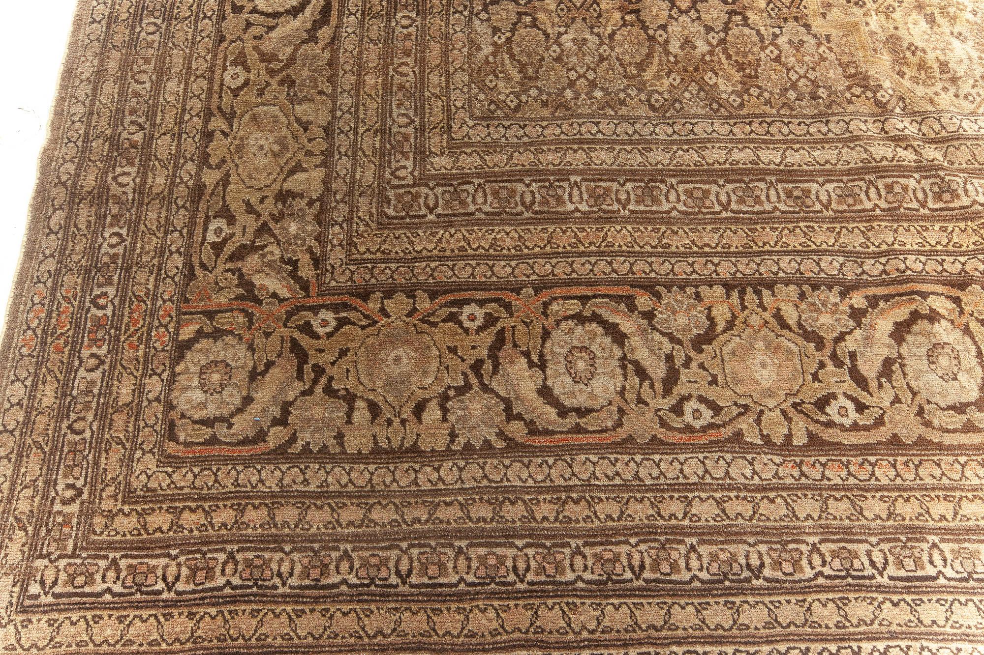 Antique Persian Tabriz Handmade Wool Carpet In Good Condition For Sale In New York, NY