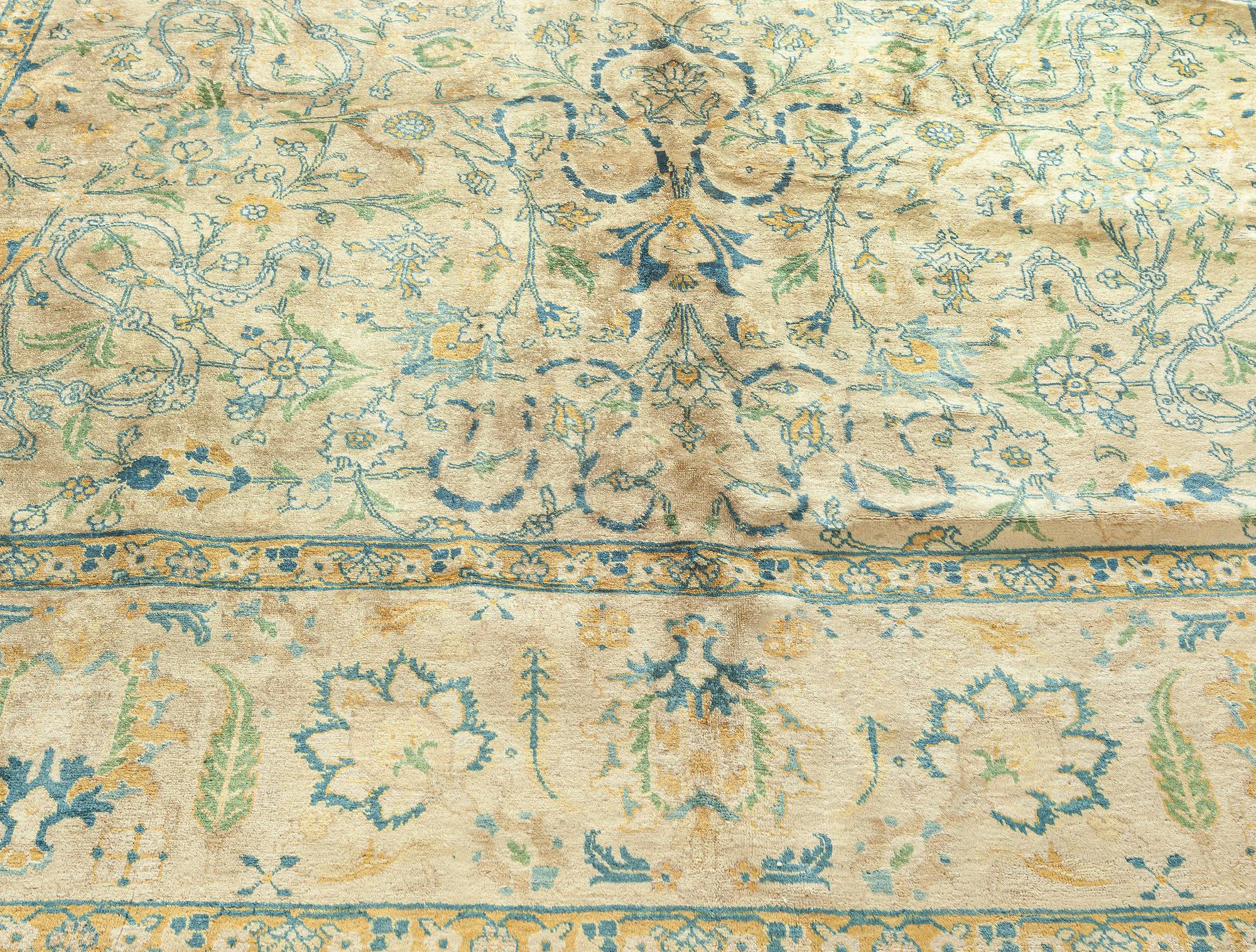 Antique Persian Tabriz Handmade Wool Carpet For Sale 1