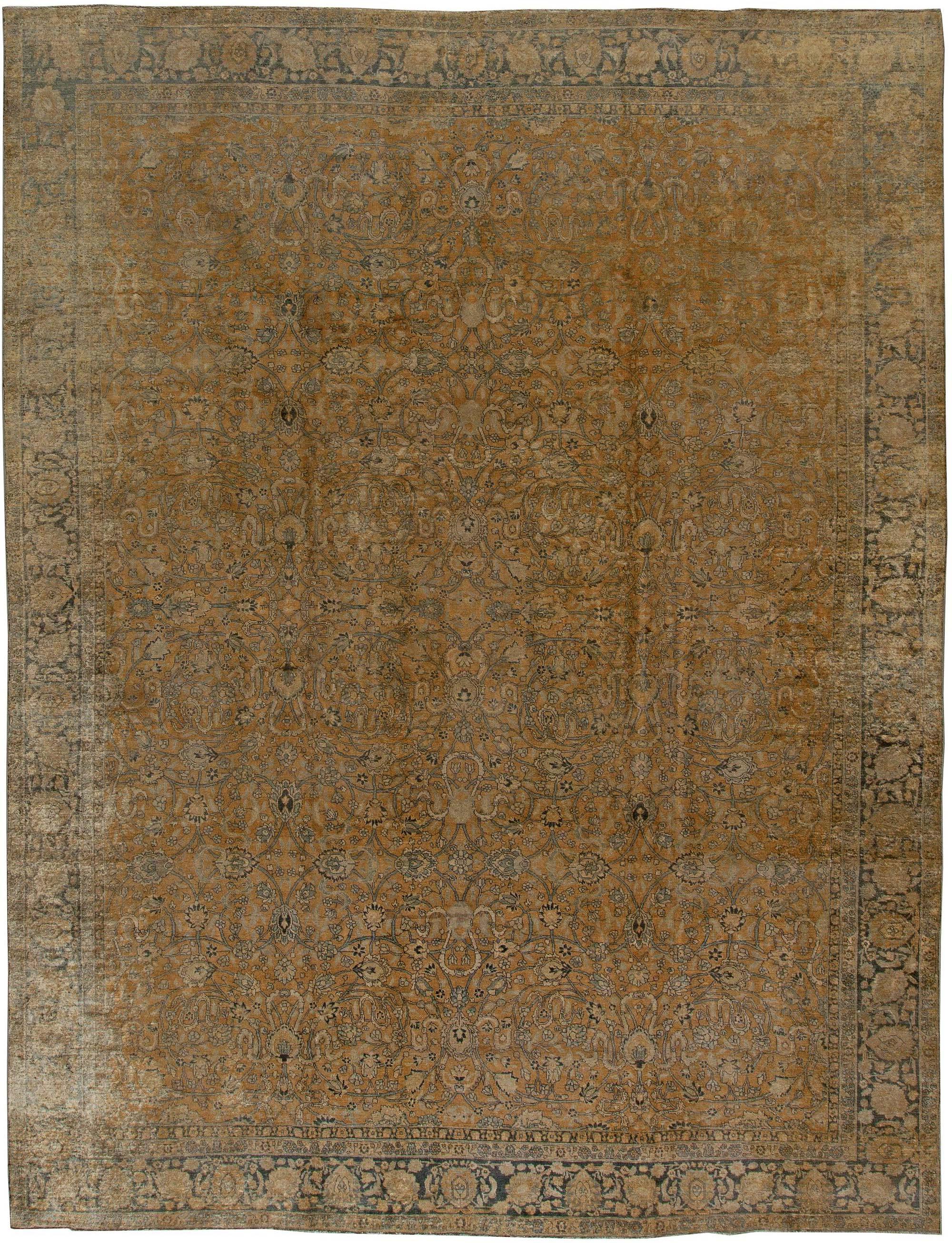 Antique Persian Tabriz Handmade Wool Rug For Sale