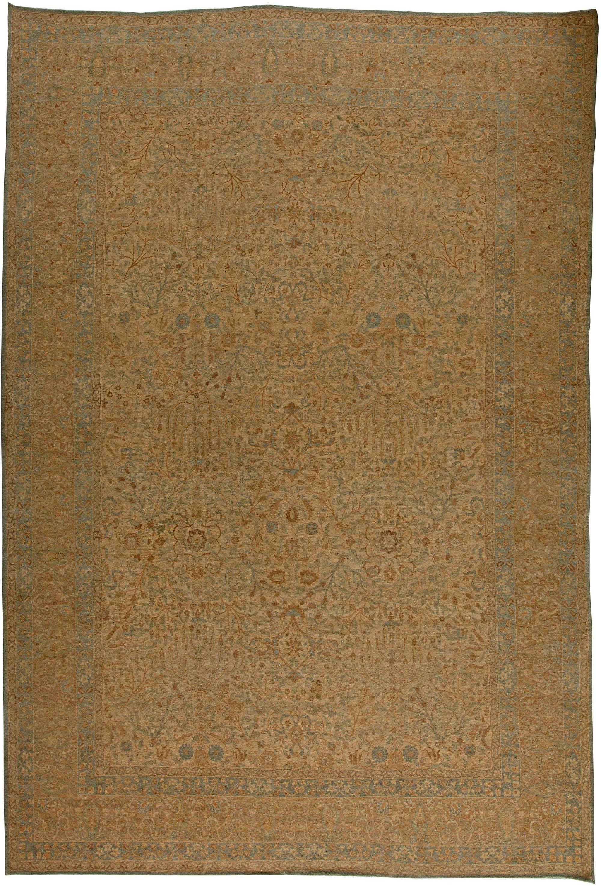 Antique Persian Tabriz Handmade Wool Rug