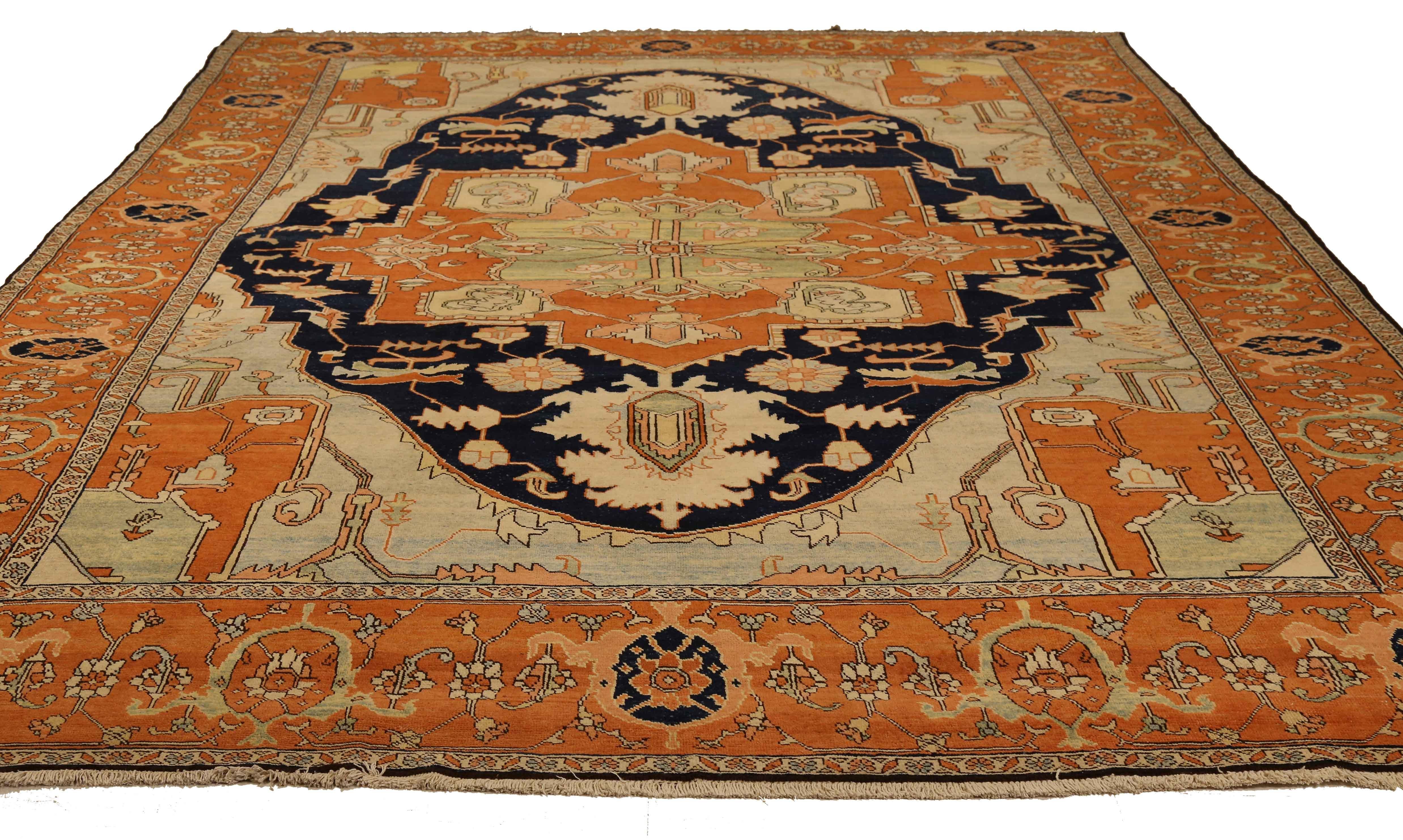 Hand-Woven Antique Persian Tabriz Handwoven Rug For Sale
