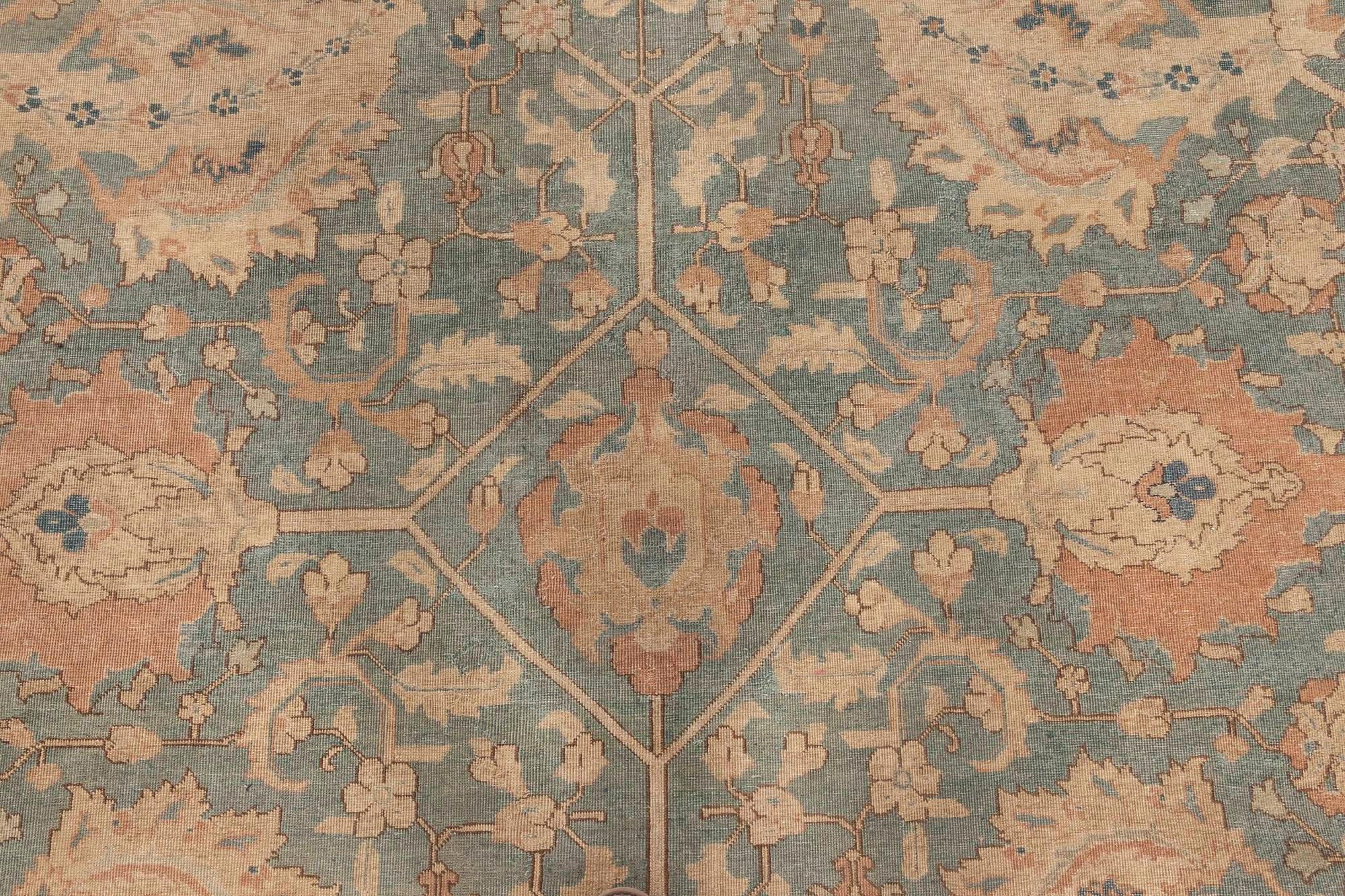 Hand-Knotted Antique Persian Tabriz Handwoven Wool Rug For Sale