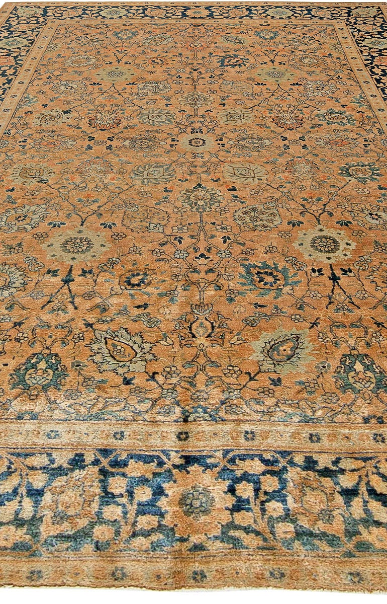 Antique Persian Tabriz Handwoven Wool Rug In Good Condition For Sale In New York, NY