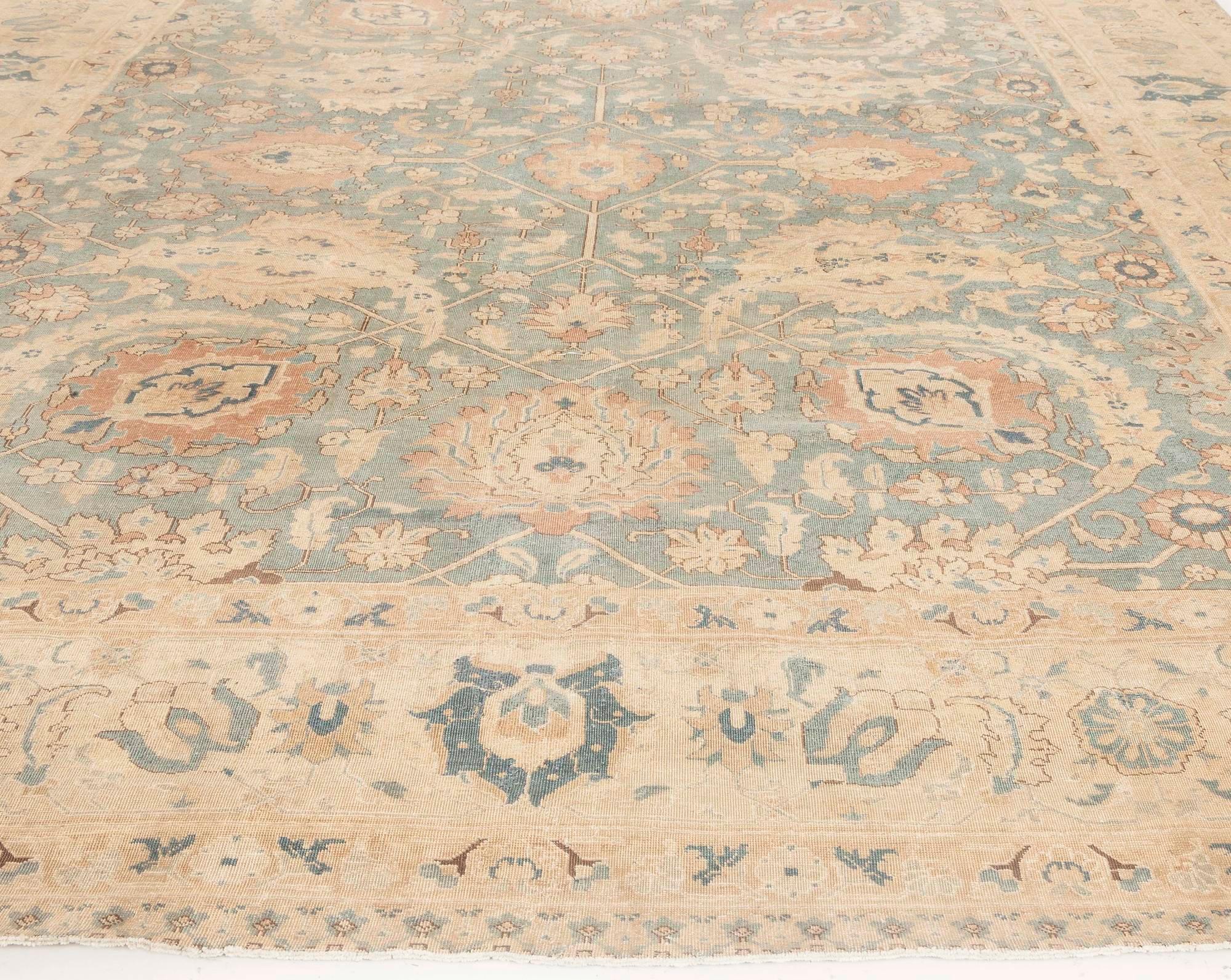 Antique Persian Tabriz Handwoven Wool Rug For Sale 2