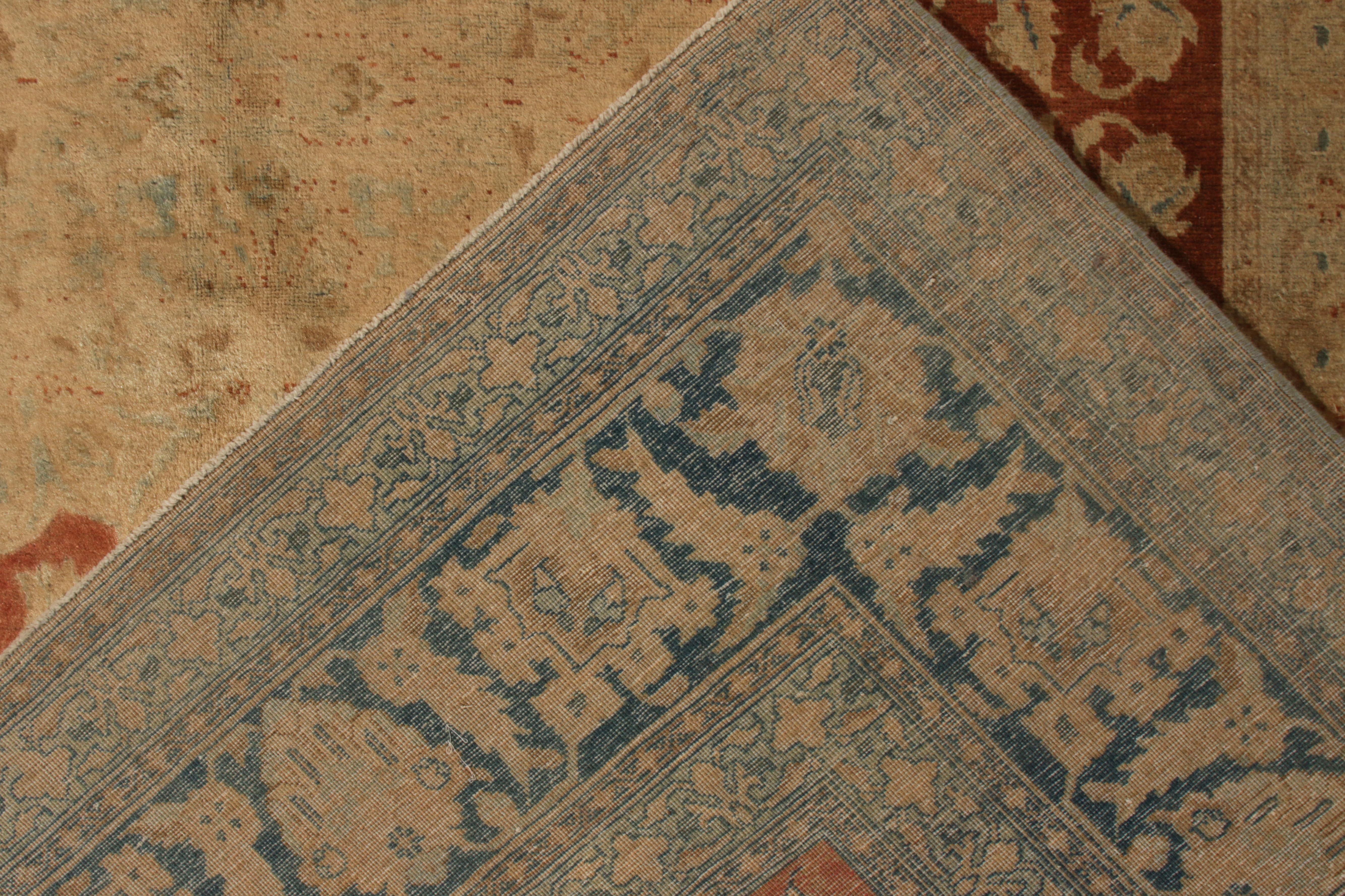 Wool Antique Persian Tabriz in All over Beige, Orange Medallion Pattern by Rug & Kilim For Sale