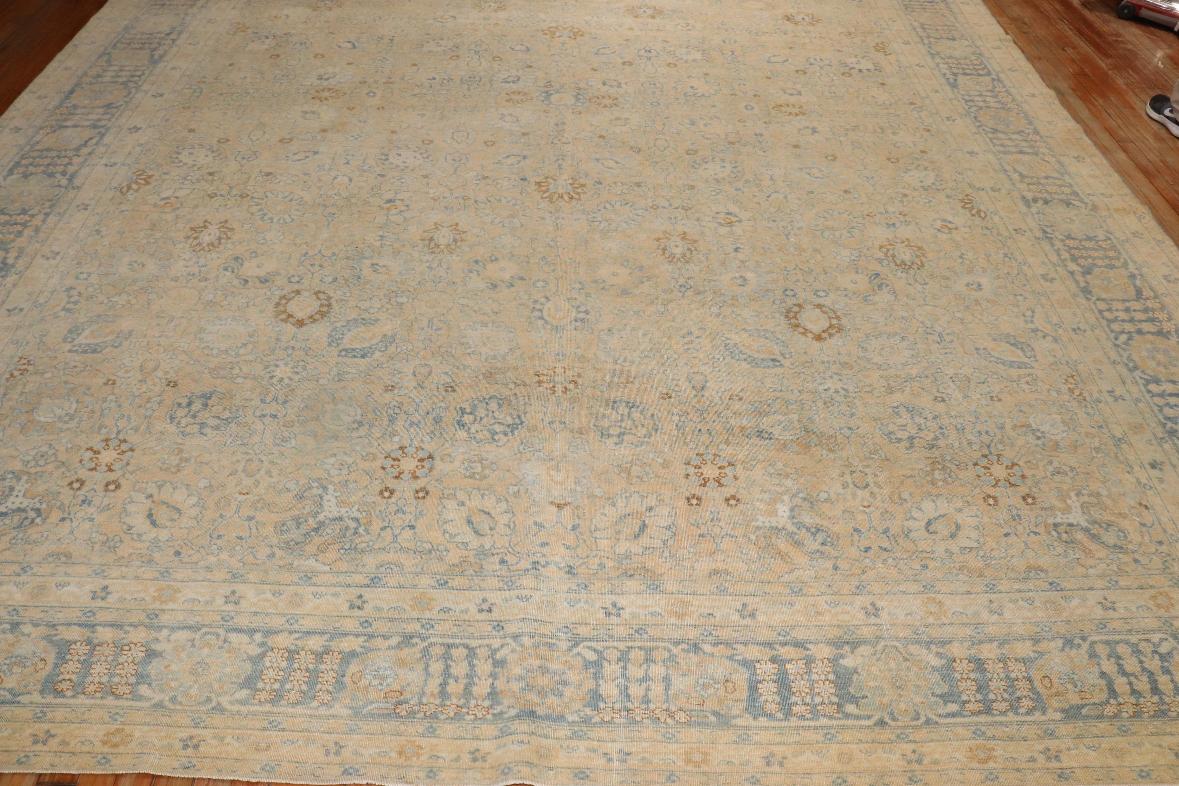 Antique Persian Tabriz Large Room Size Rug In Good Condition For Sale In New York, NY